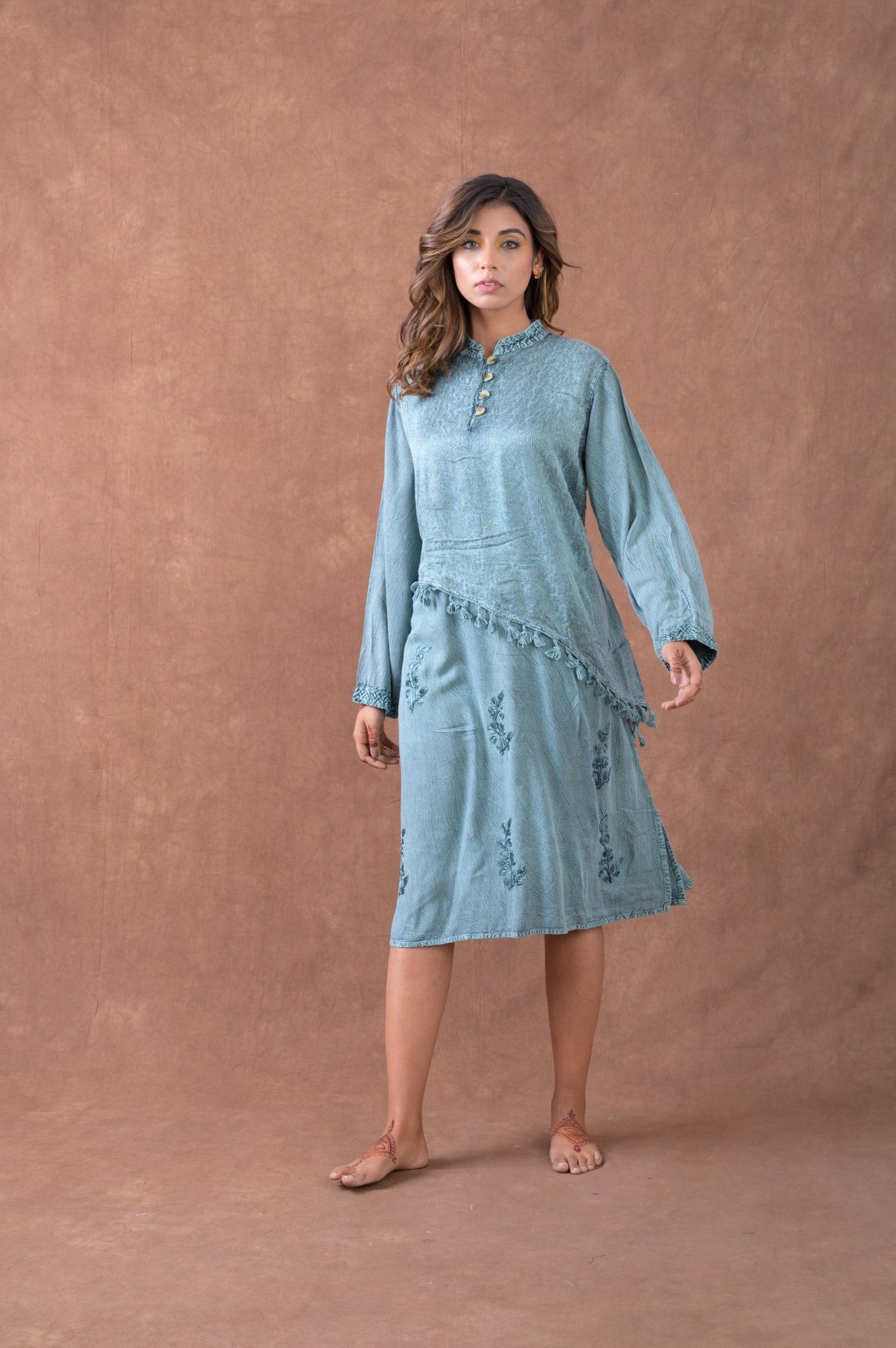 turquoise dress long sleeve Ruched Long Sleeve Stretch Jersey Dress (Women)