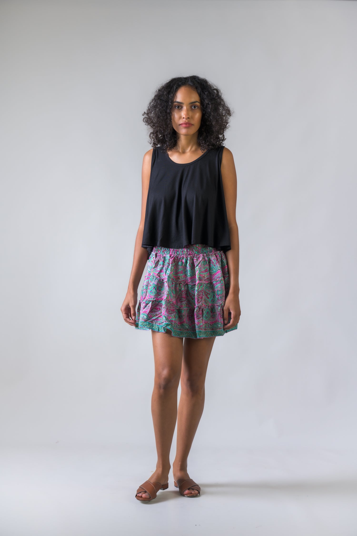 Rhea Layered Pattern Panel Skirt