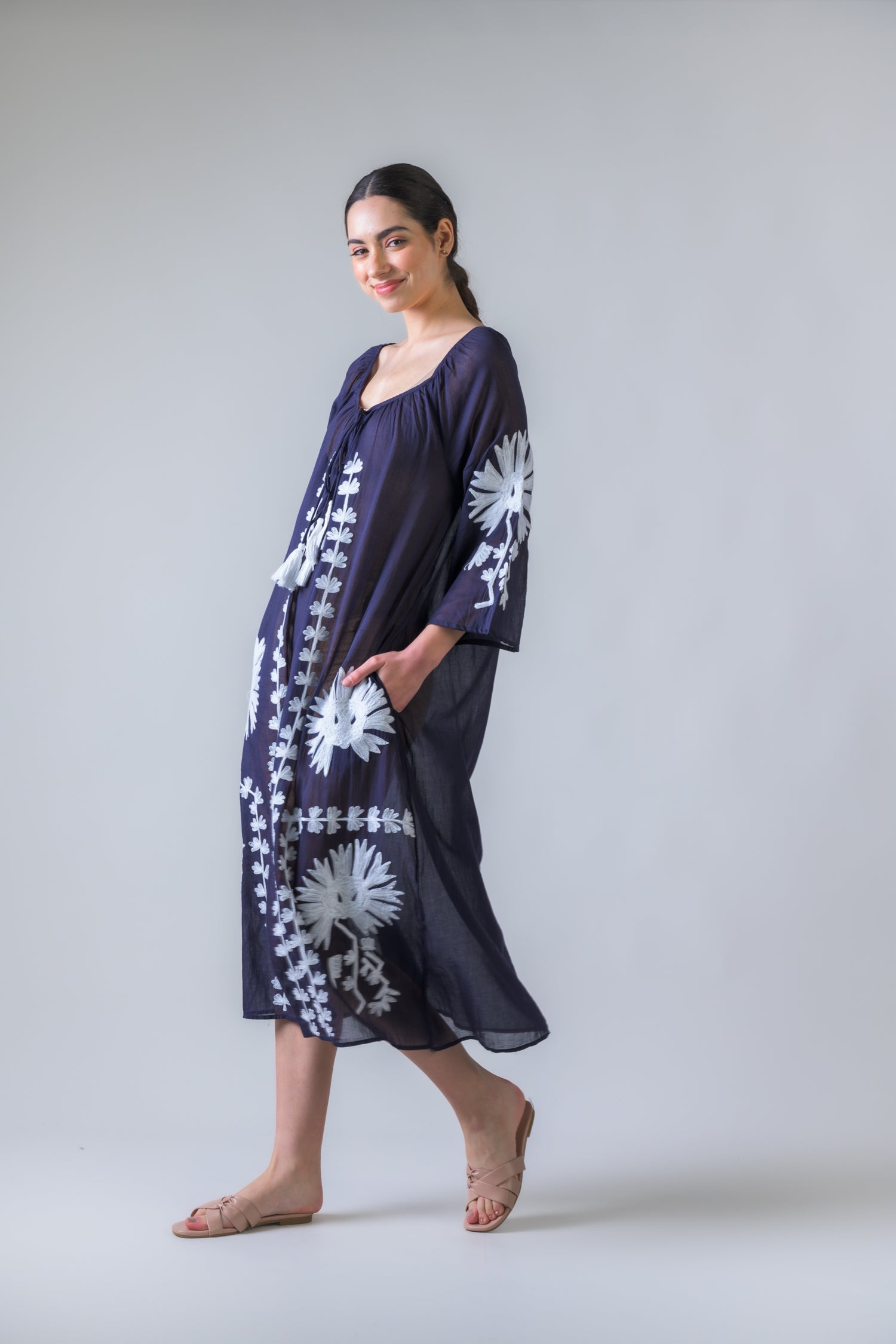 Hand Embroidered Pigment Dyed Tunic