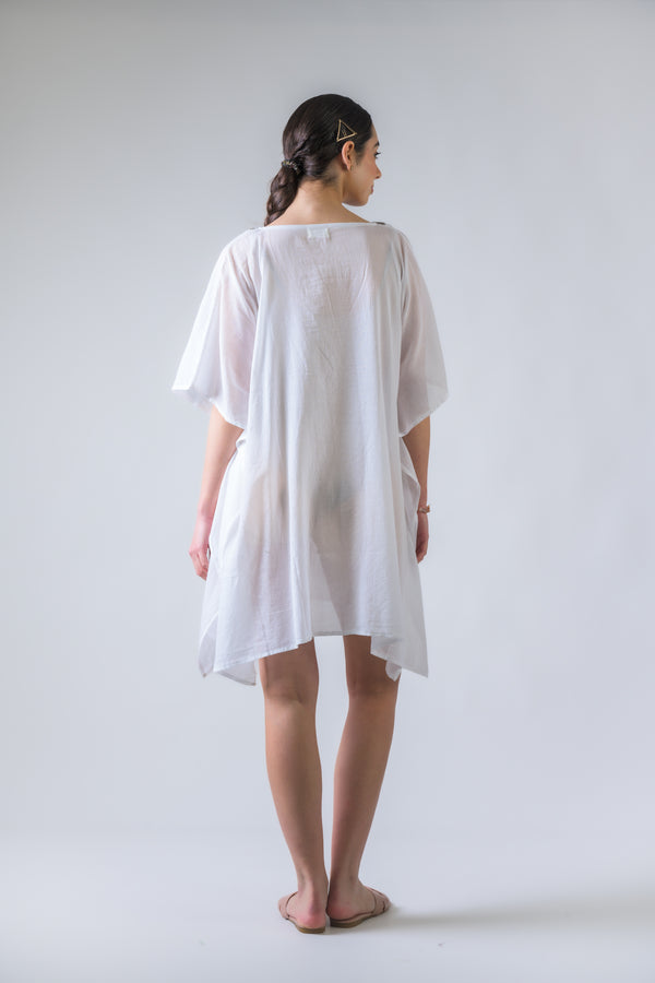 Bead Embroidered Kaftan - White