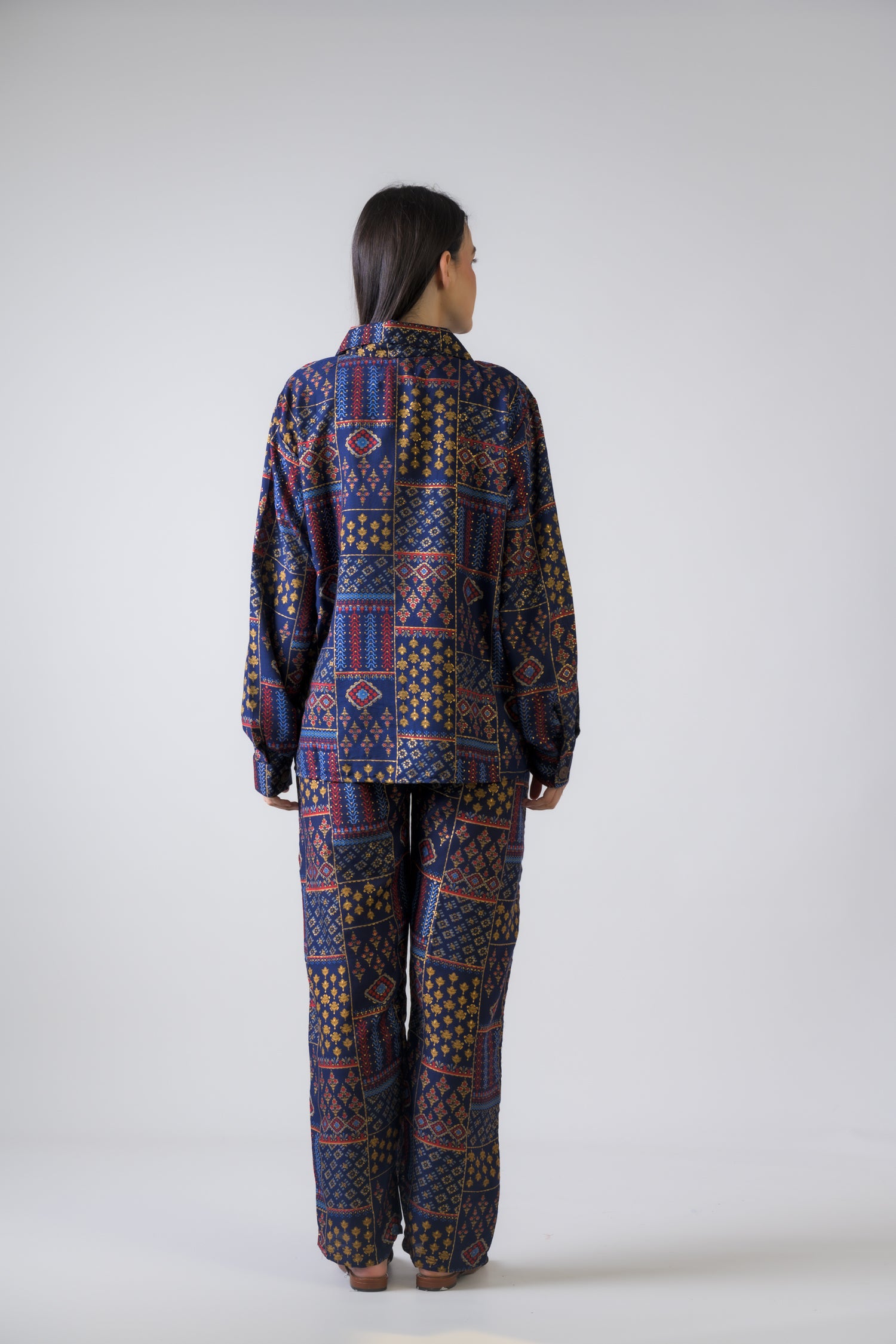 Rhea Patch Print Shirt And Trouser Set