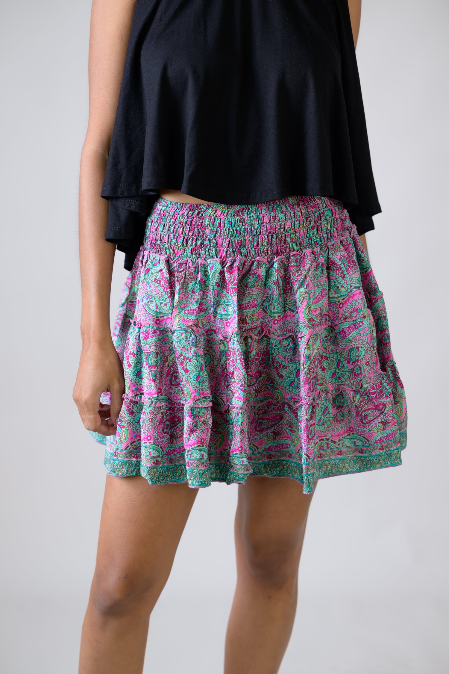 Layered Pattern Panel Skirt - Assorted