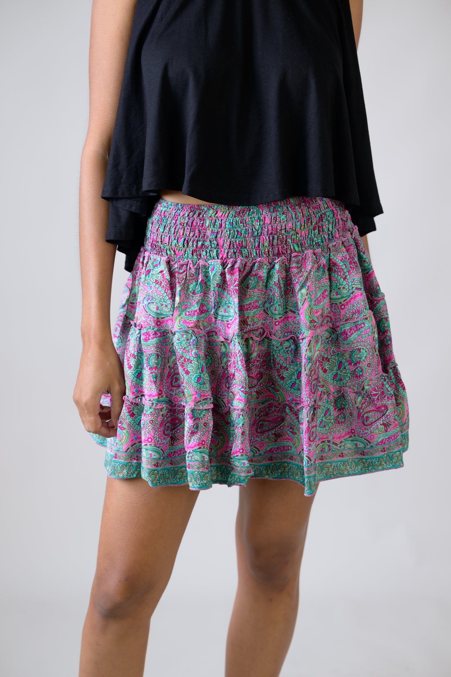 Rhea Layered Pattern Panel Skirt