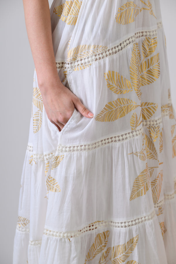 Sleeveless Foil Print Gown