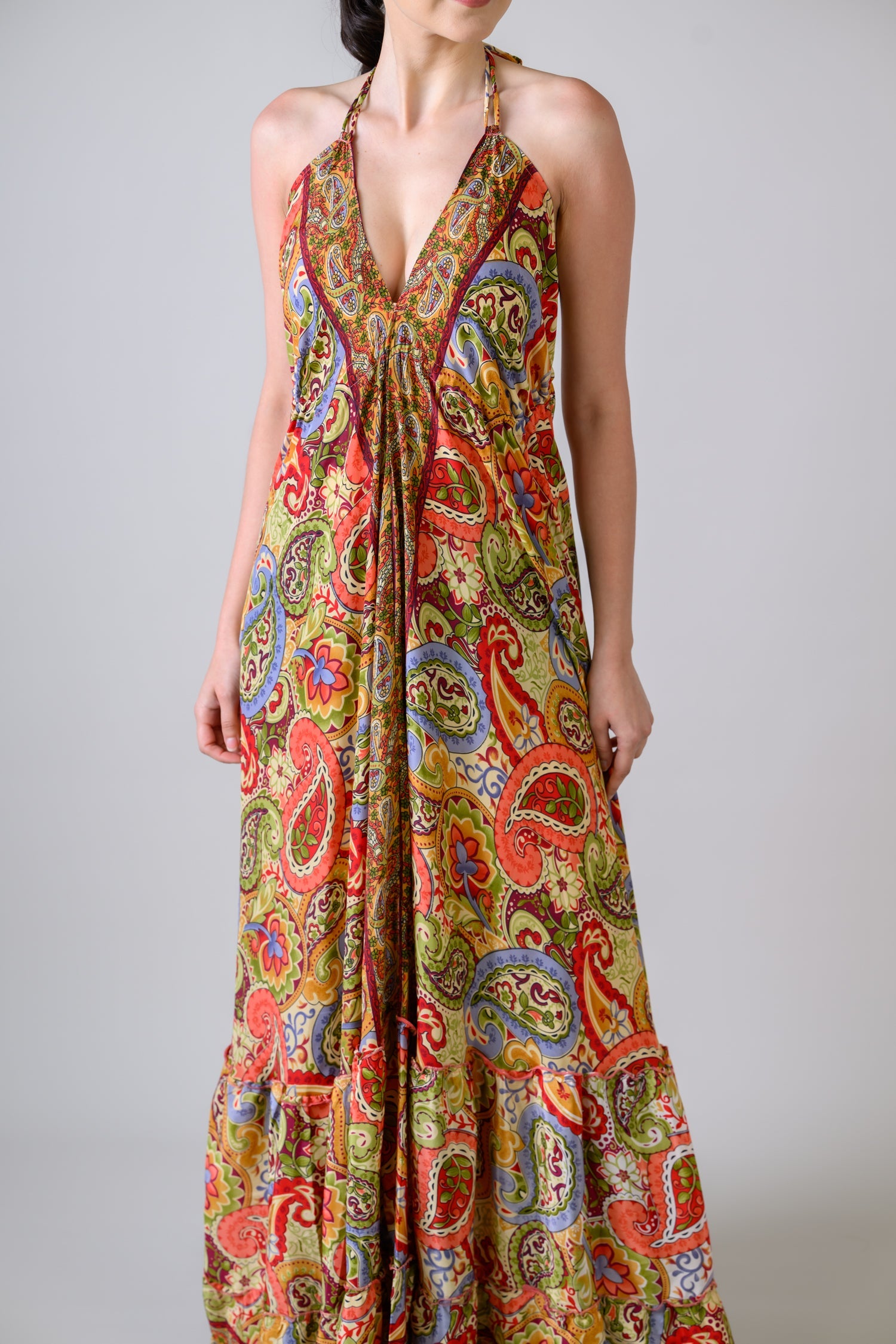 Rhea Patterned Halter Dress