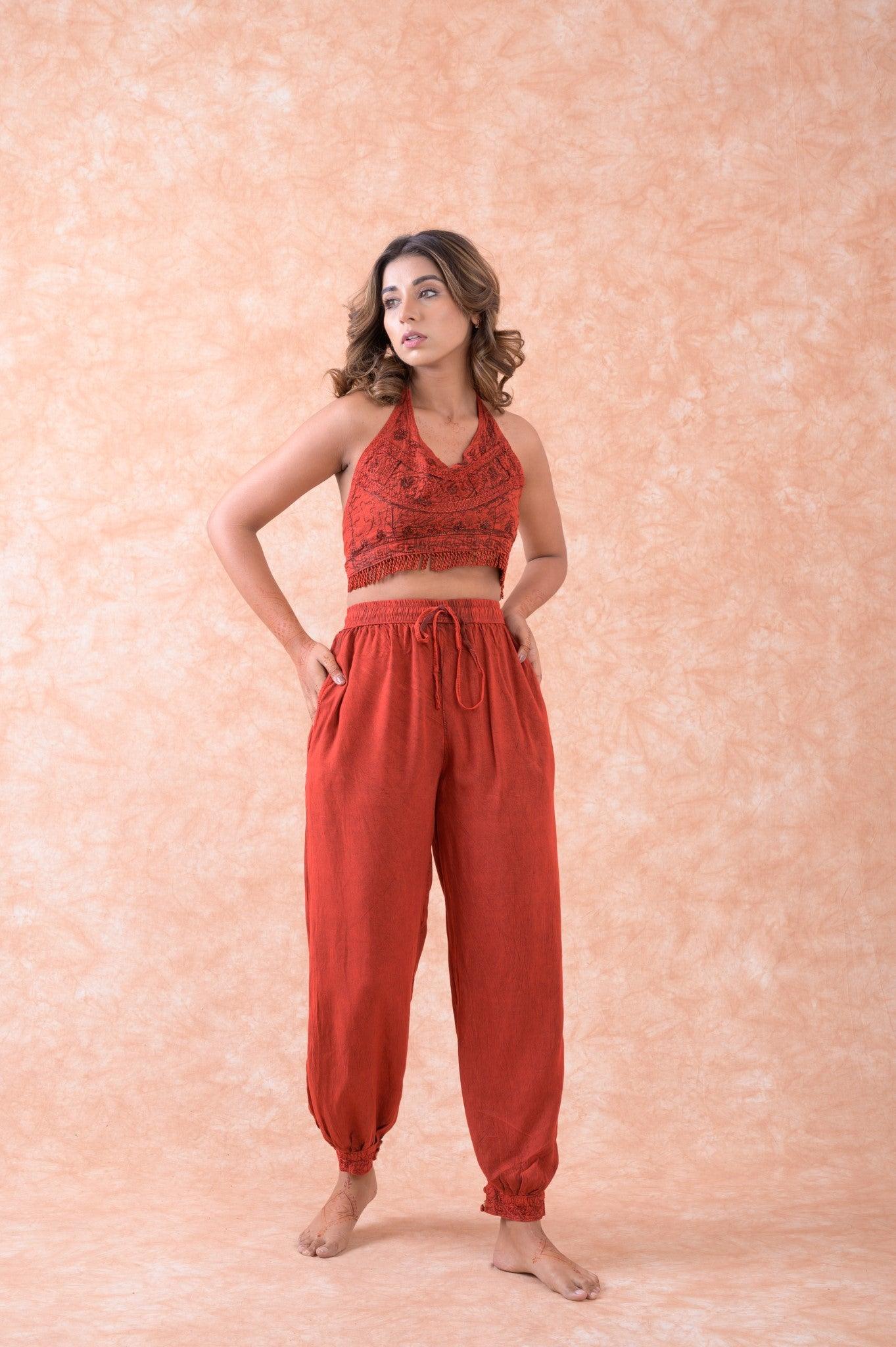 Fringe Crop Top Firebrick / 6 pcs - One Size