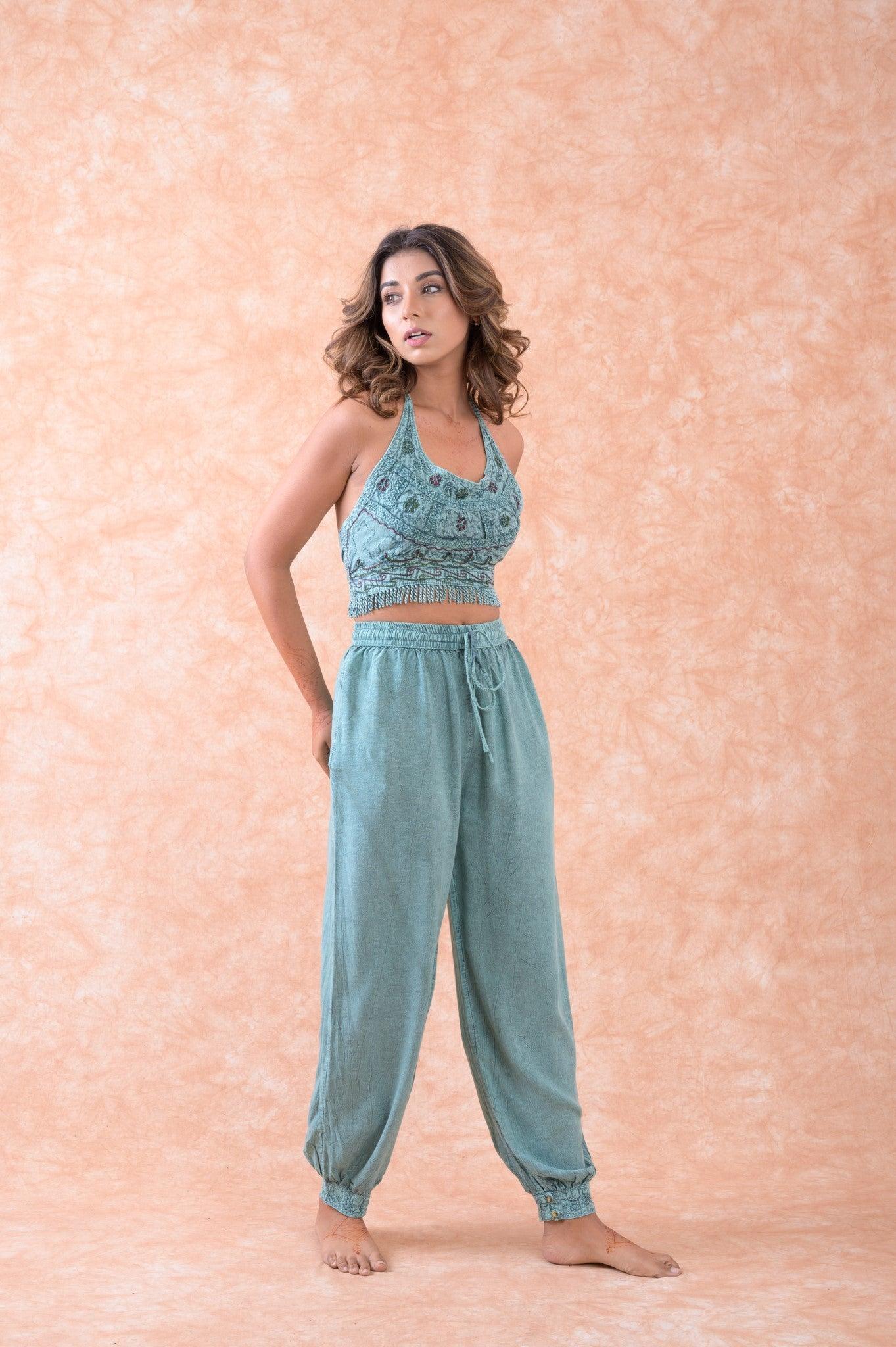 Fringe Crop Top Turquoise / 6 pcs - One Size