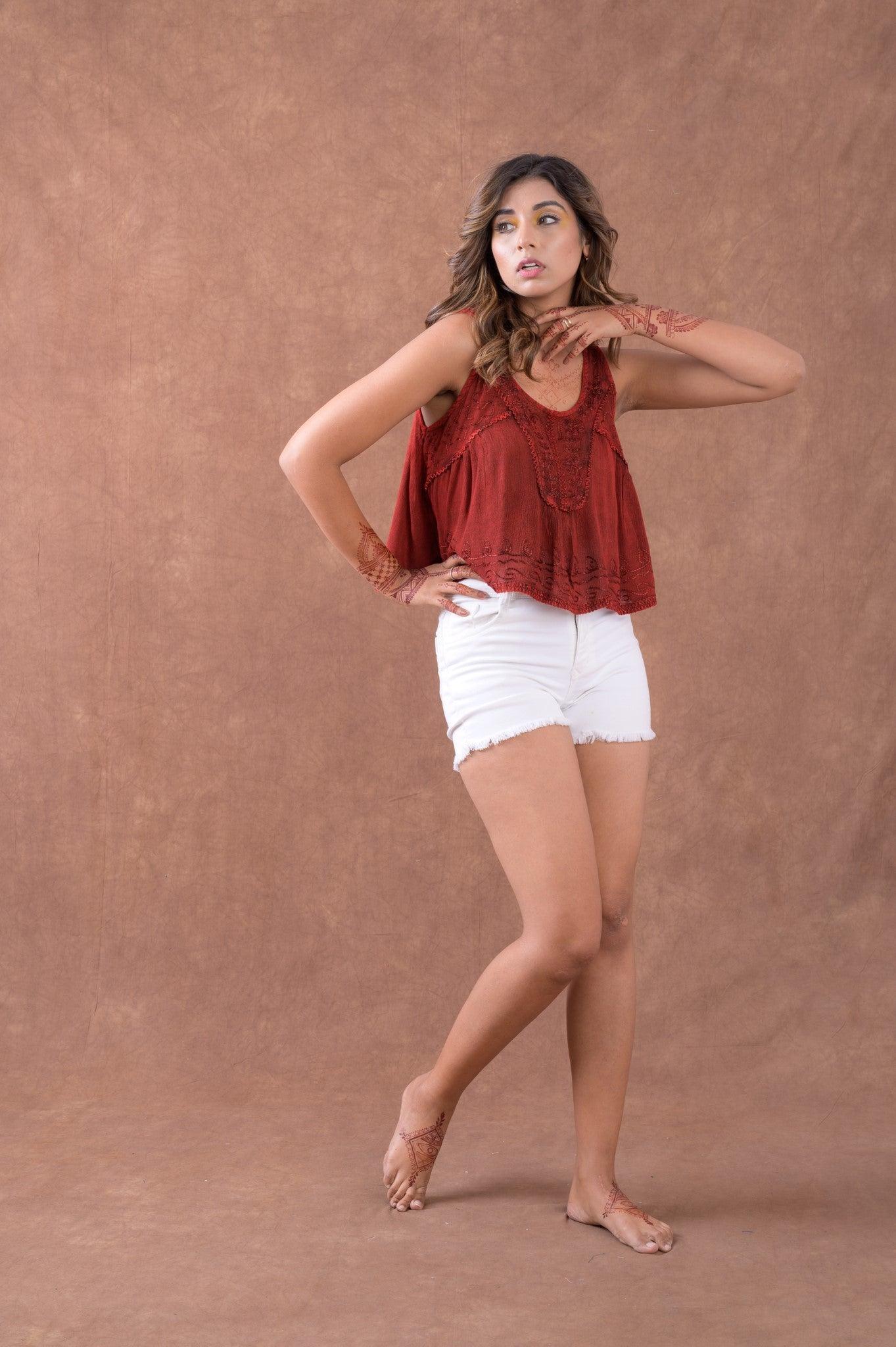 Rhea Baby-Doll Crop Top
