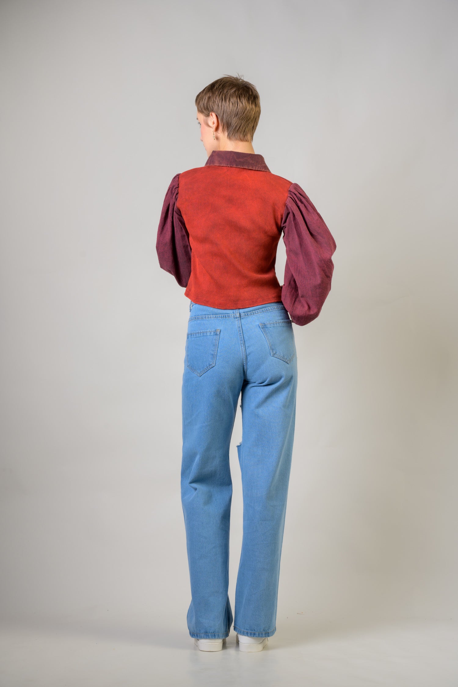 Puff Style Crop Top - Red