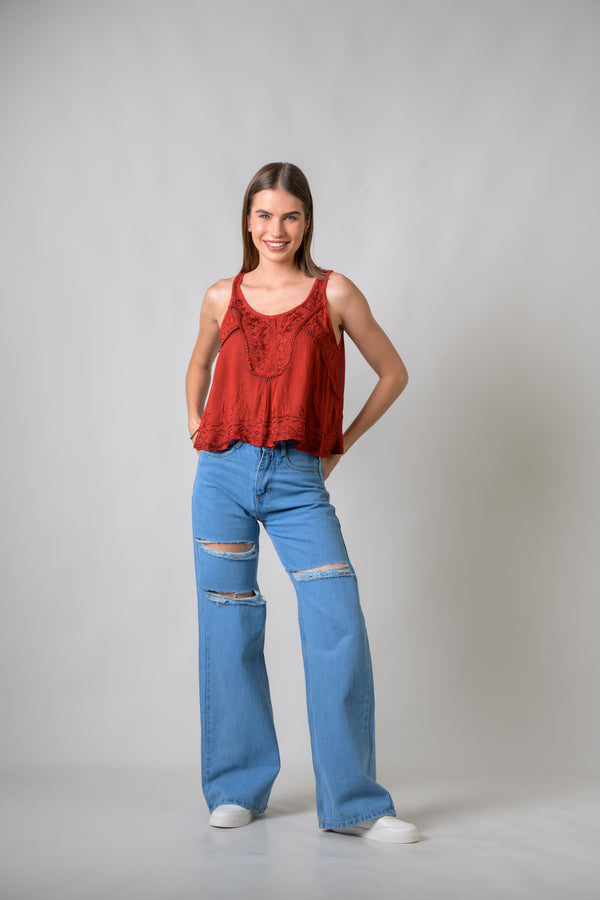 Petticoat Crop Top - Red