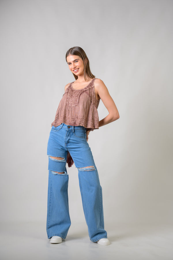 Petticoat Crop Top - Brown