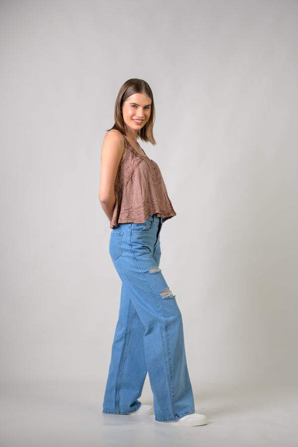 Petticoat Crop Top - Brown