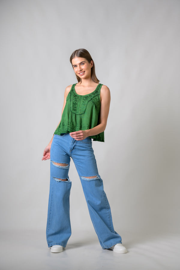 Petticoat Crop Top - Green