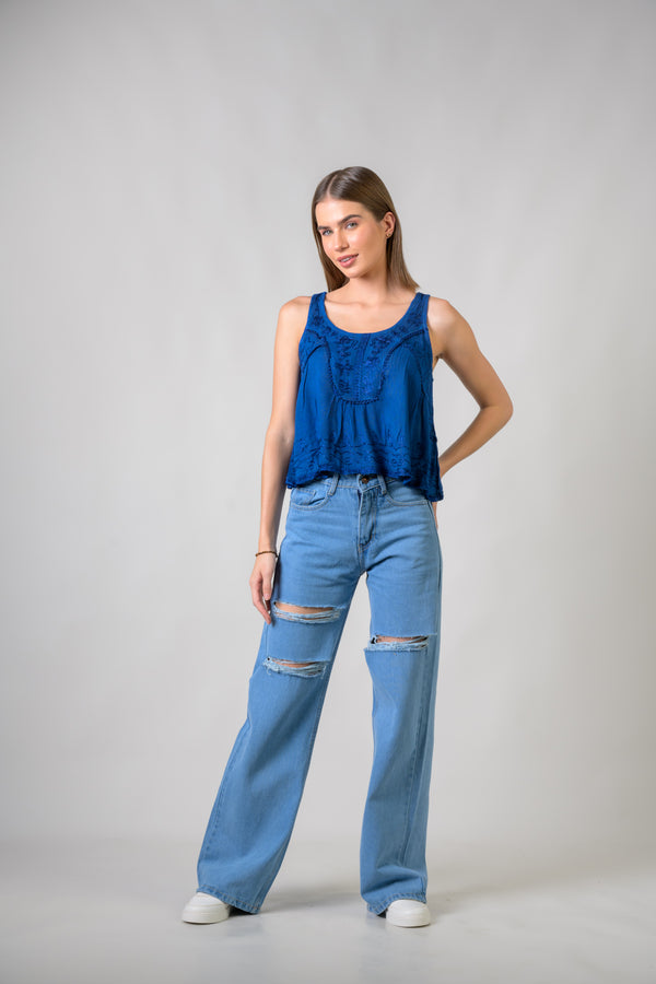 Petticoat Crop Top - Blue