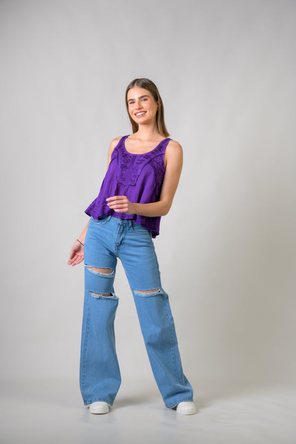 Petticoat Crop Top - Purple