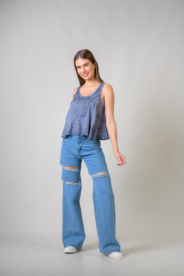 Petticoat Crop Top - Grey