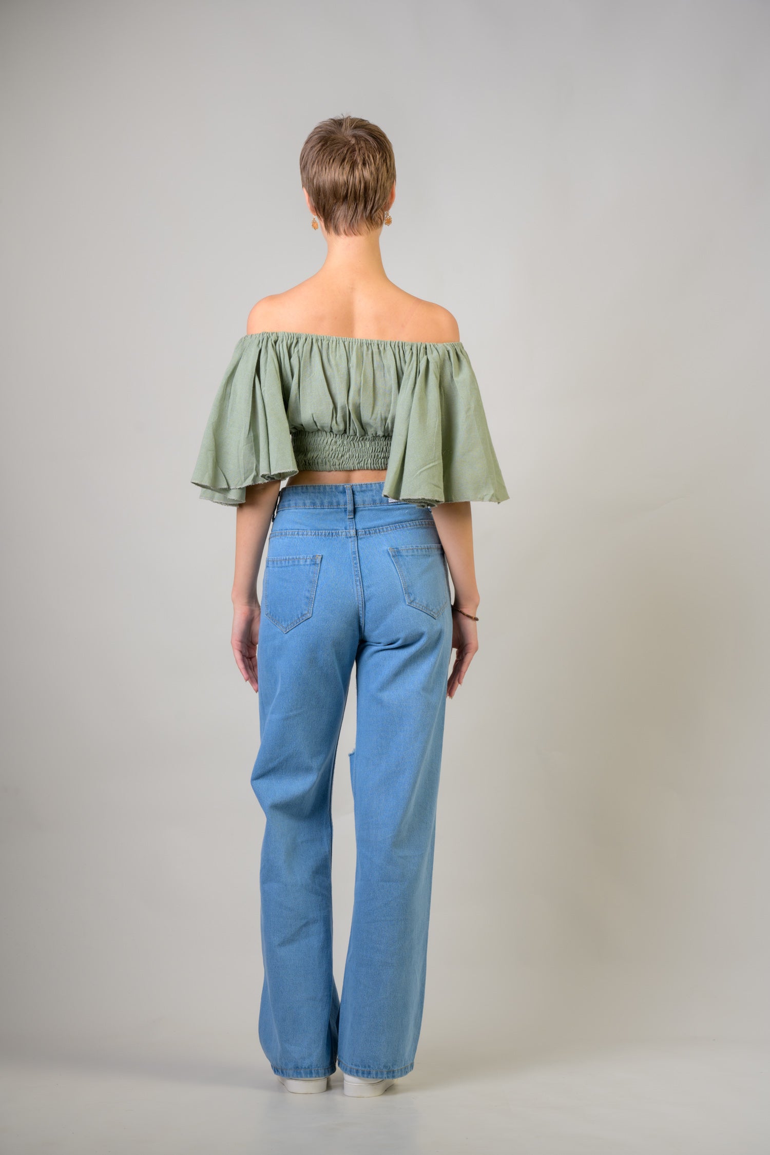 Rhea Tied Smocked Crop Top