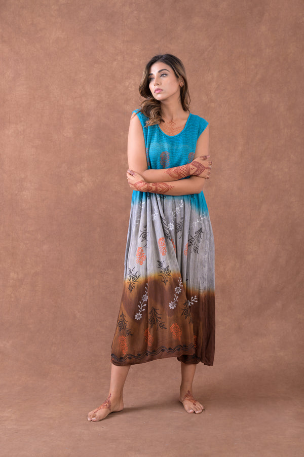 Earth and Sky Sleeveless Print Dress