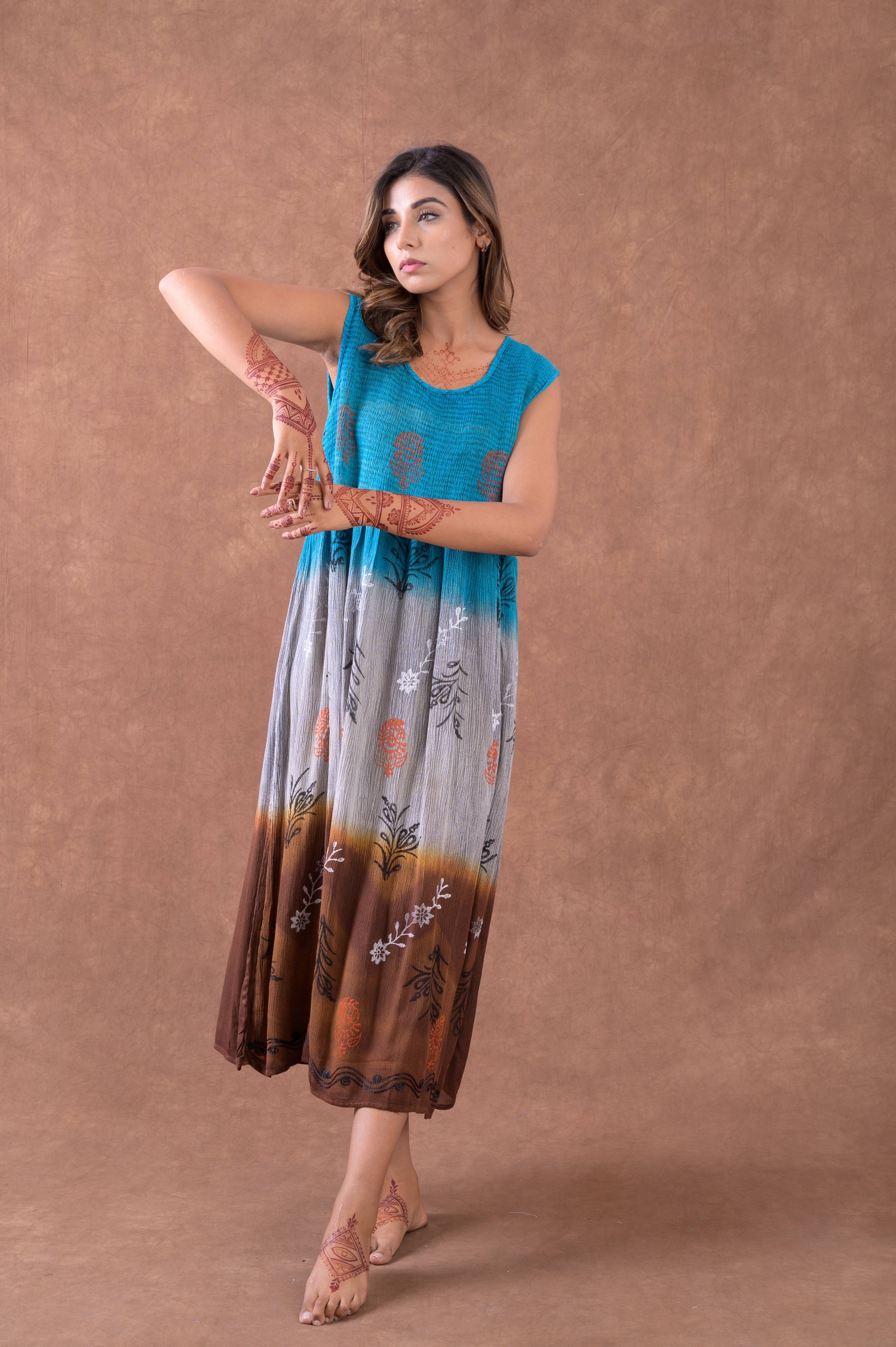 Earth and Sky Sleeveless Print Dress