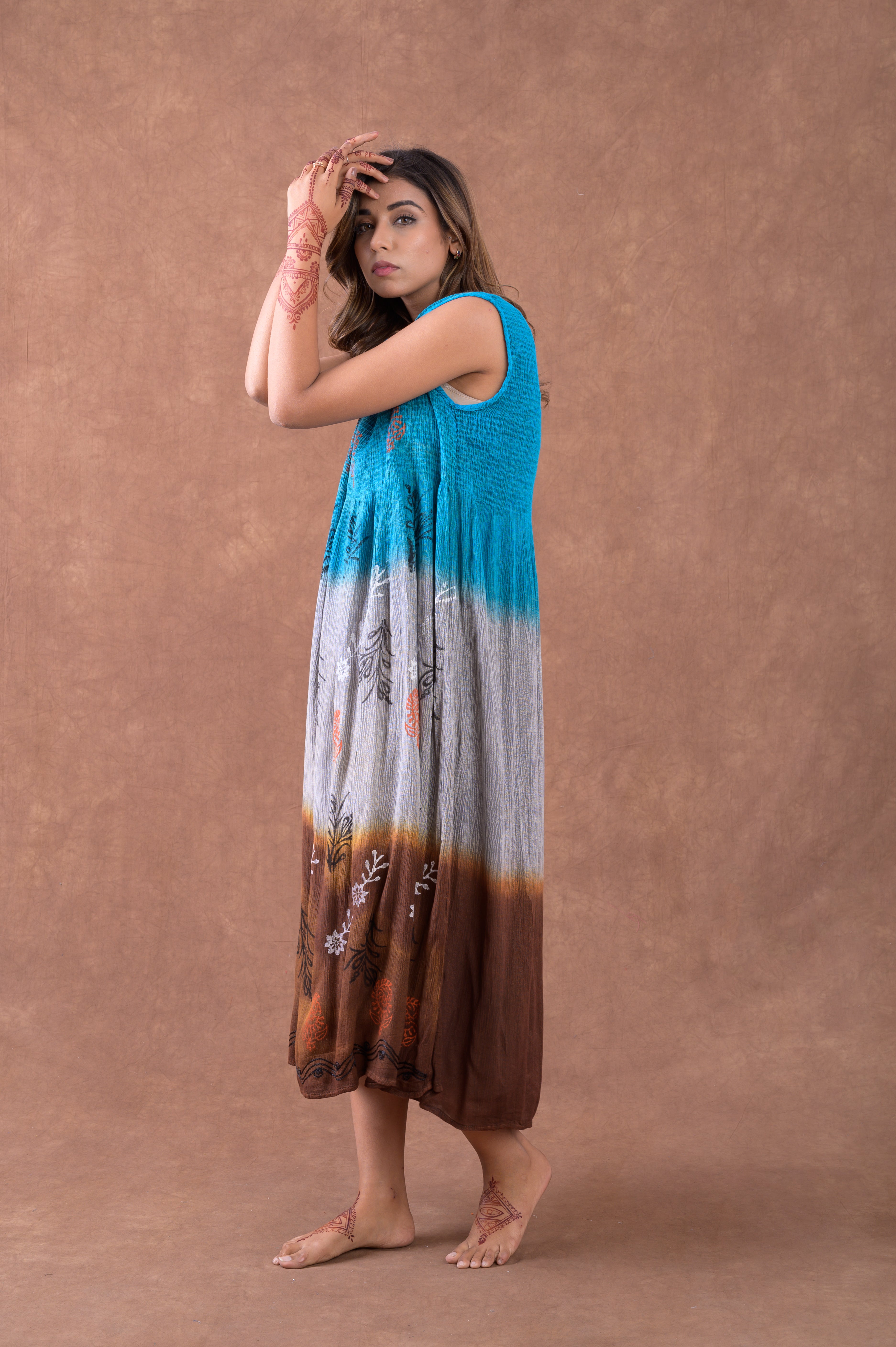 Rhea Earth and Sky Sleeveless Print Dress