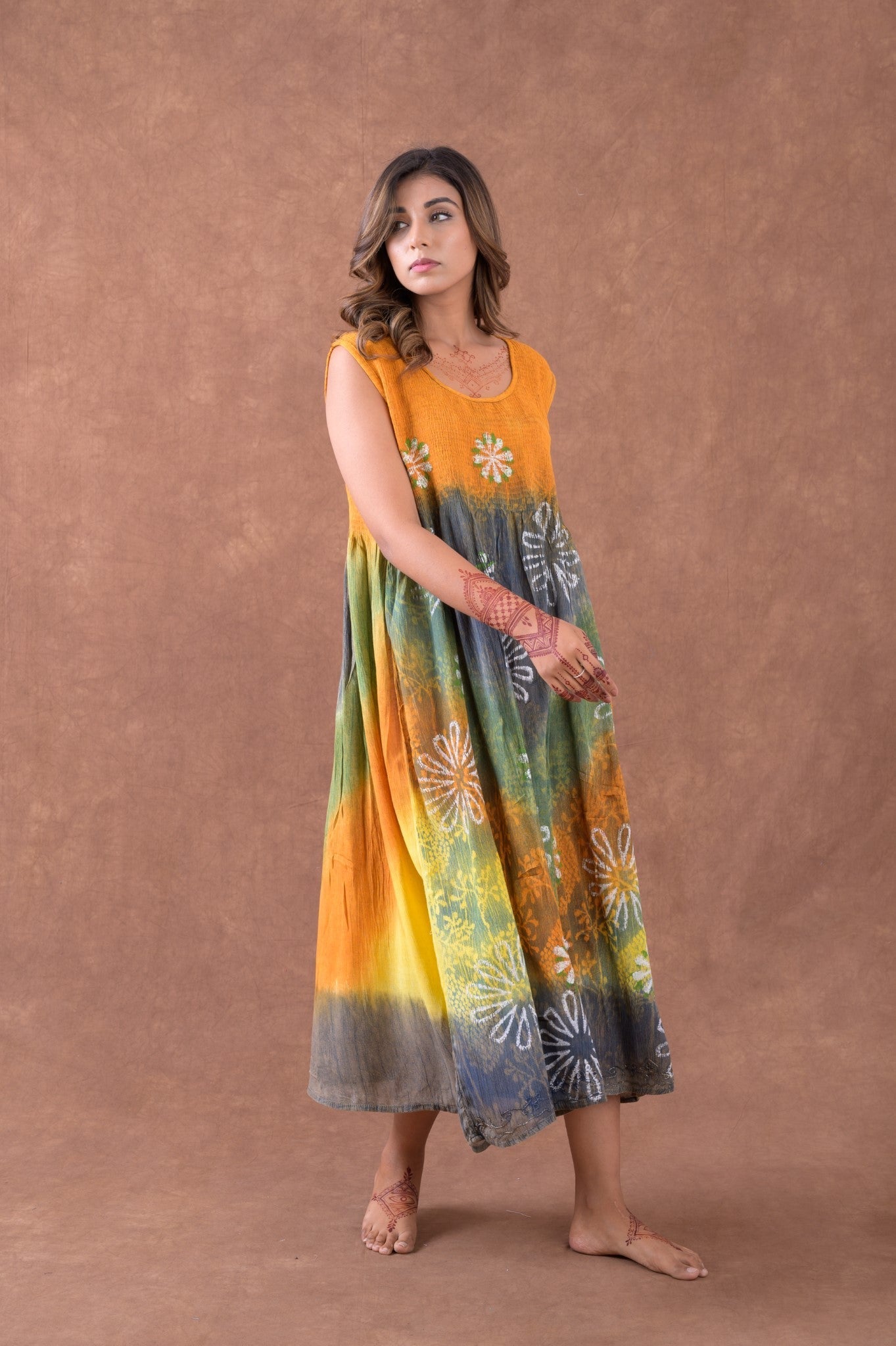 Rhea Elastic Tie Dye Patterned Dress