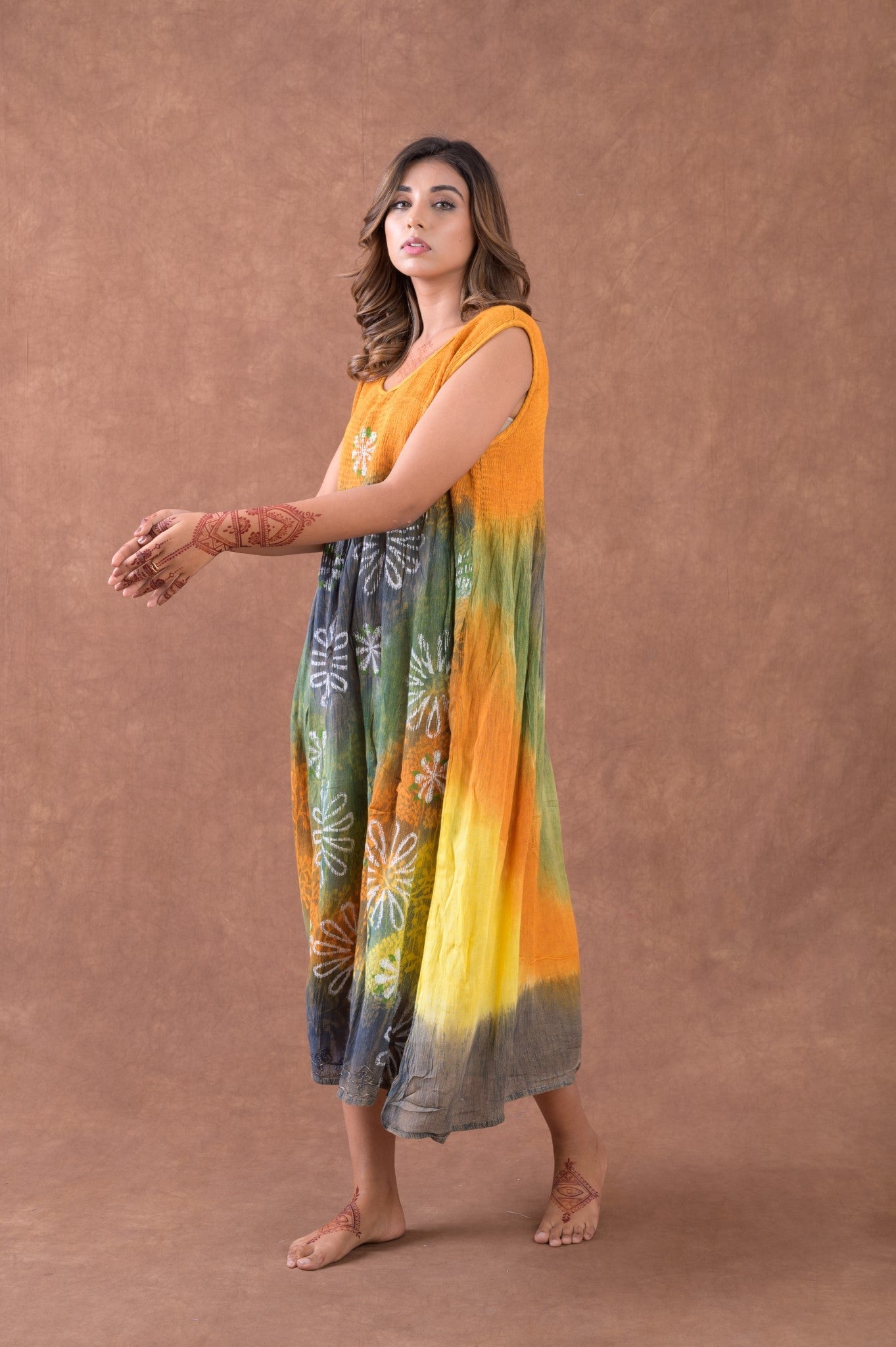 Rhea Elastic Tie Dye Patterned Dress