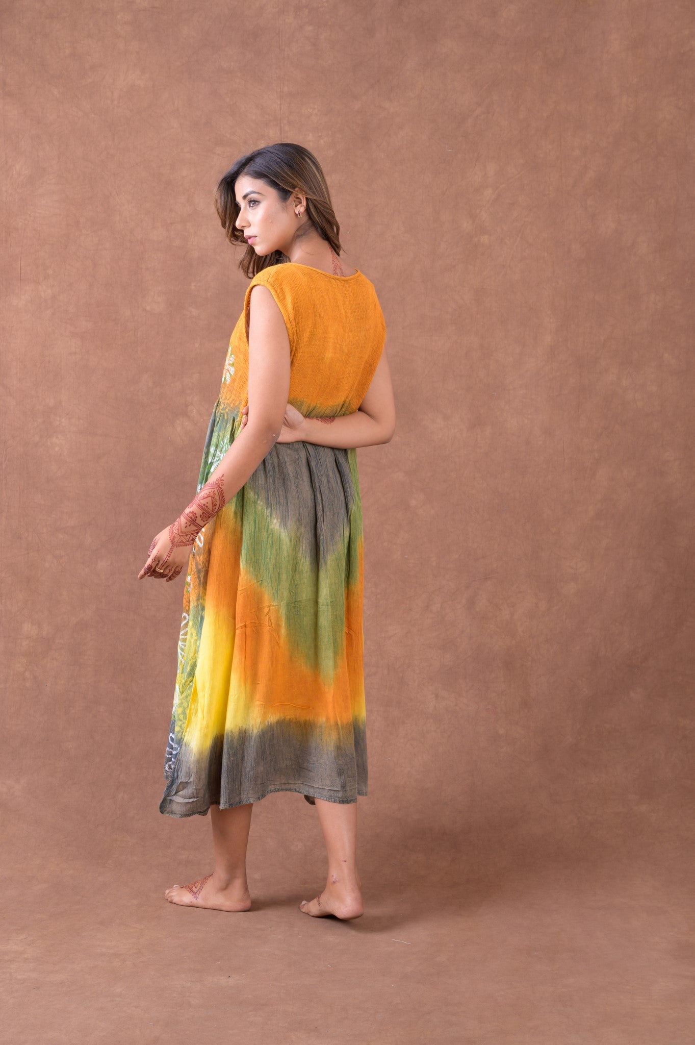 Rhea Elastic Tie Dye Patterned Dress