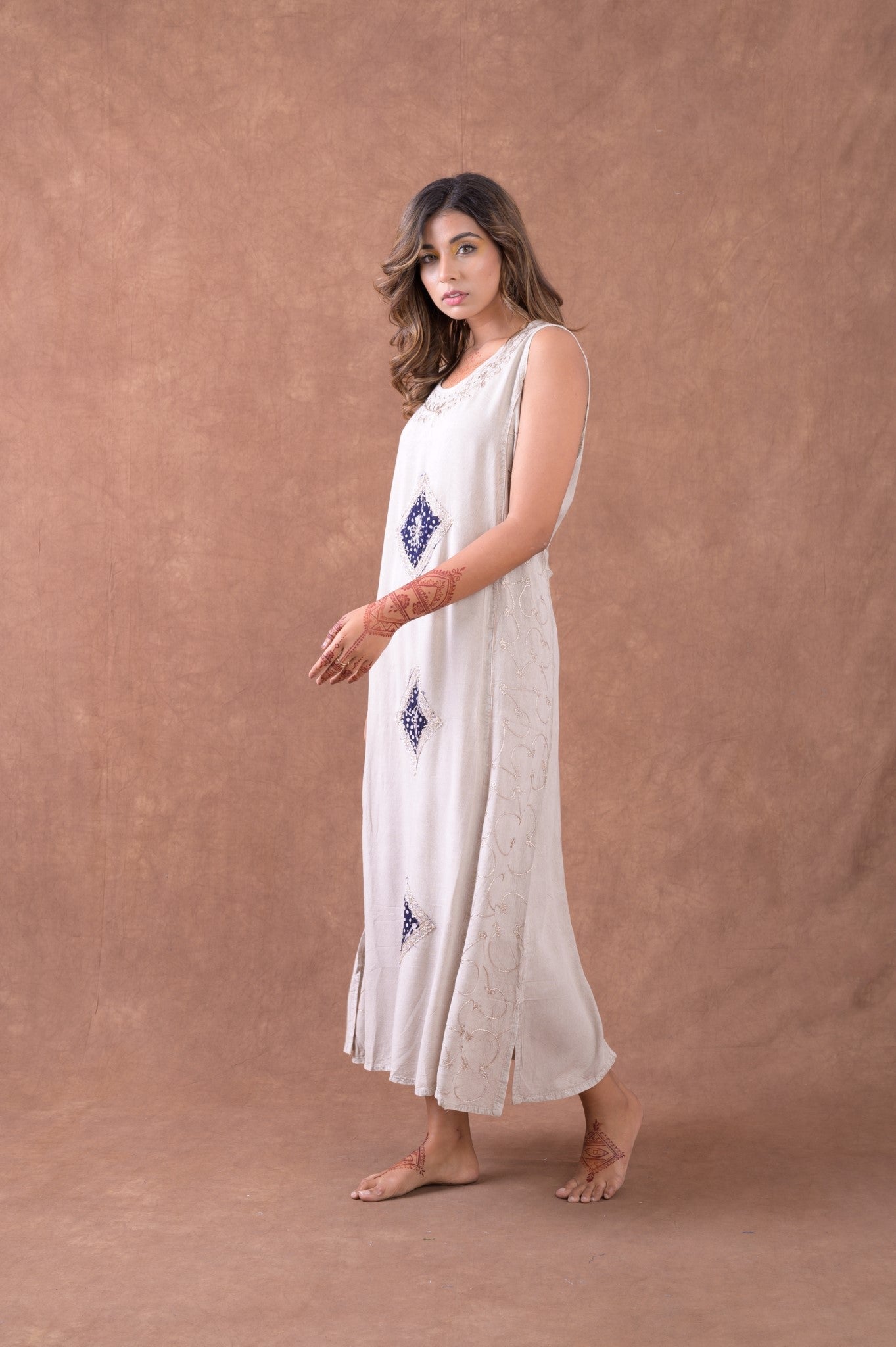 Rhea Long Diamond Patterned Dress