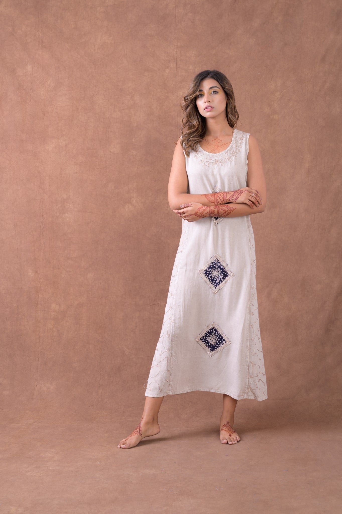Rhea Long Diamond Patterned Dress