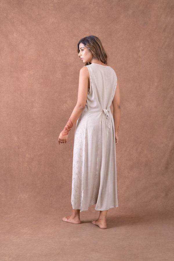 Long Diamond Patterned Dress - Natural