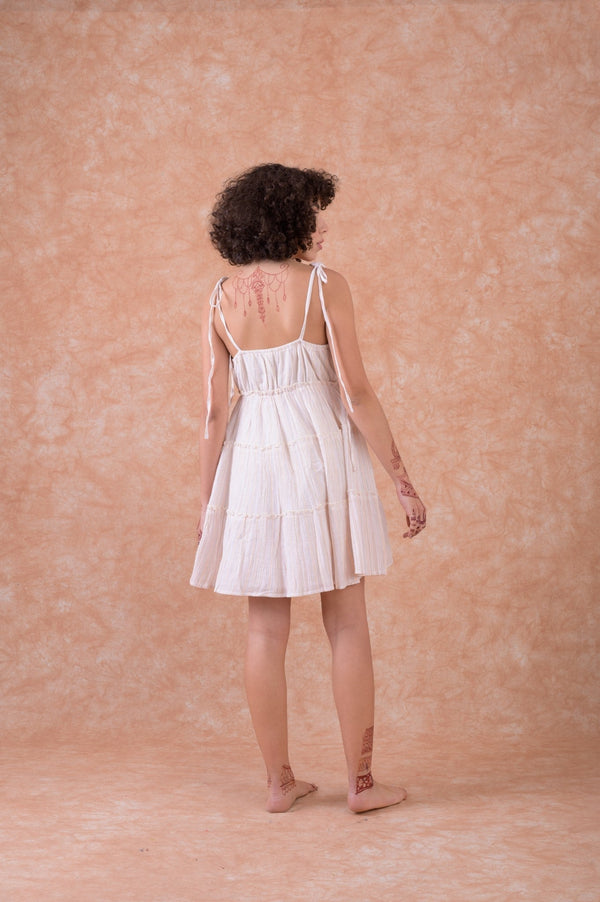 Monica Dress - Natural Lurex Stripe