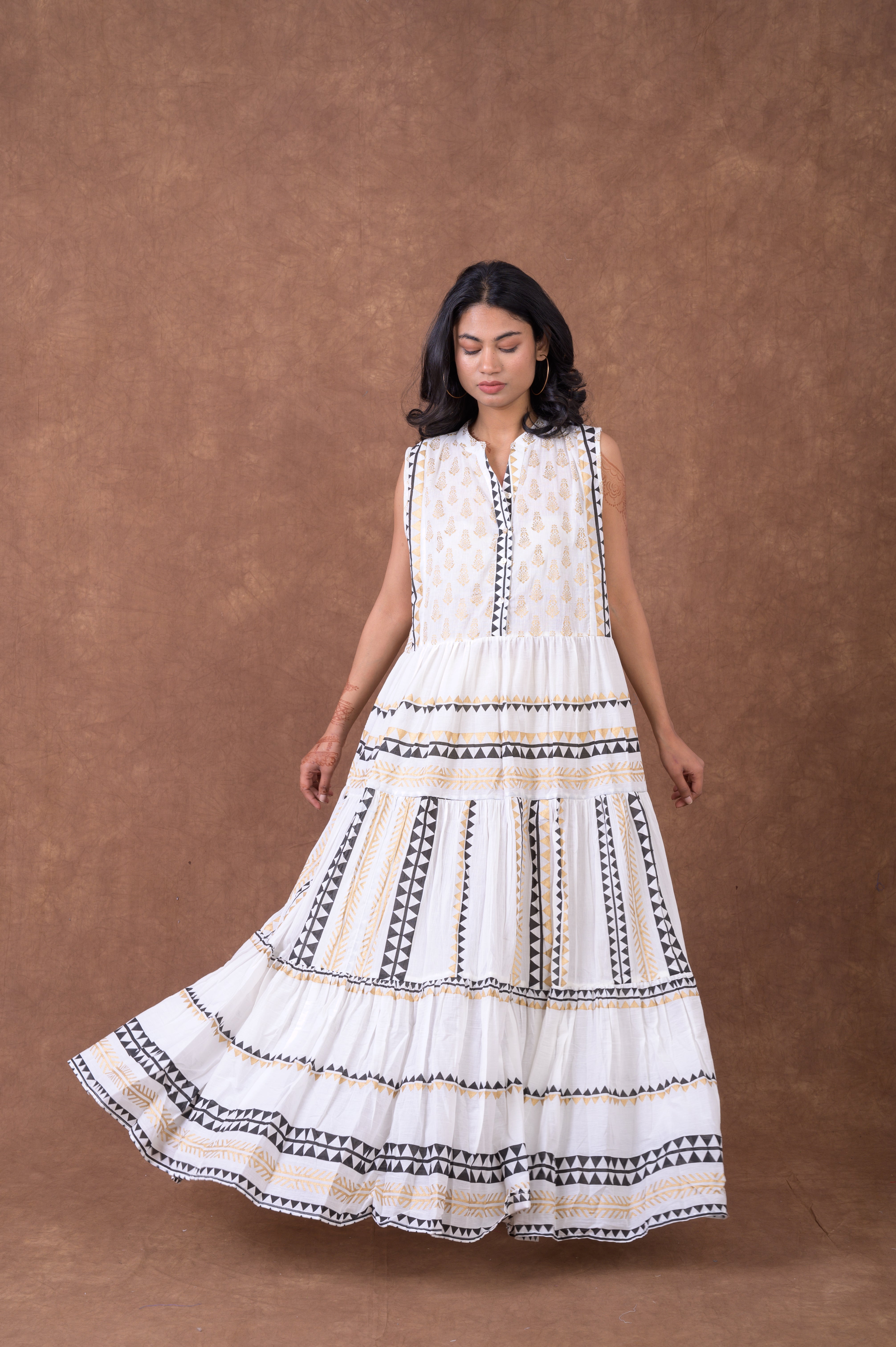 Rhea Sleeveless Geometry Pattern Dress