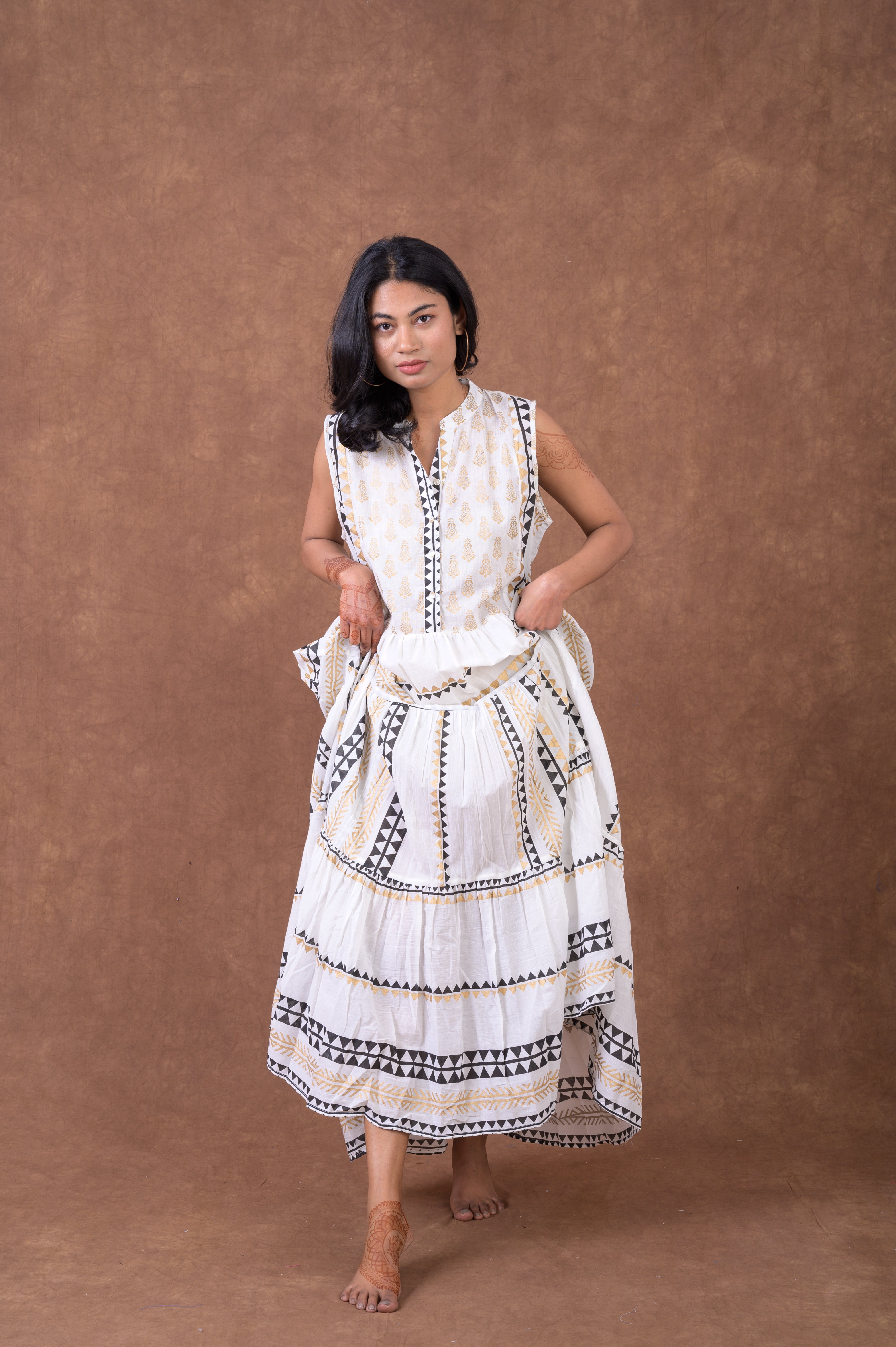 Rhea Sleeveless Geometry Pattern Dress