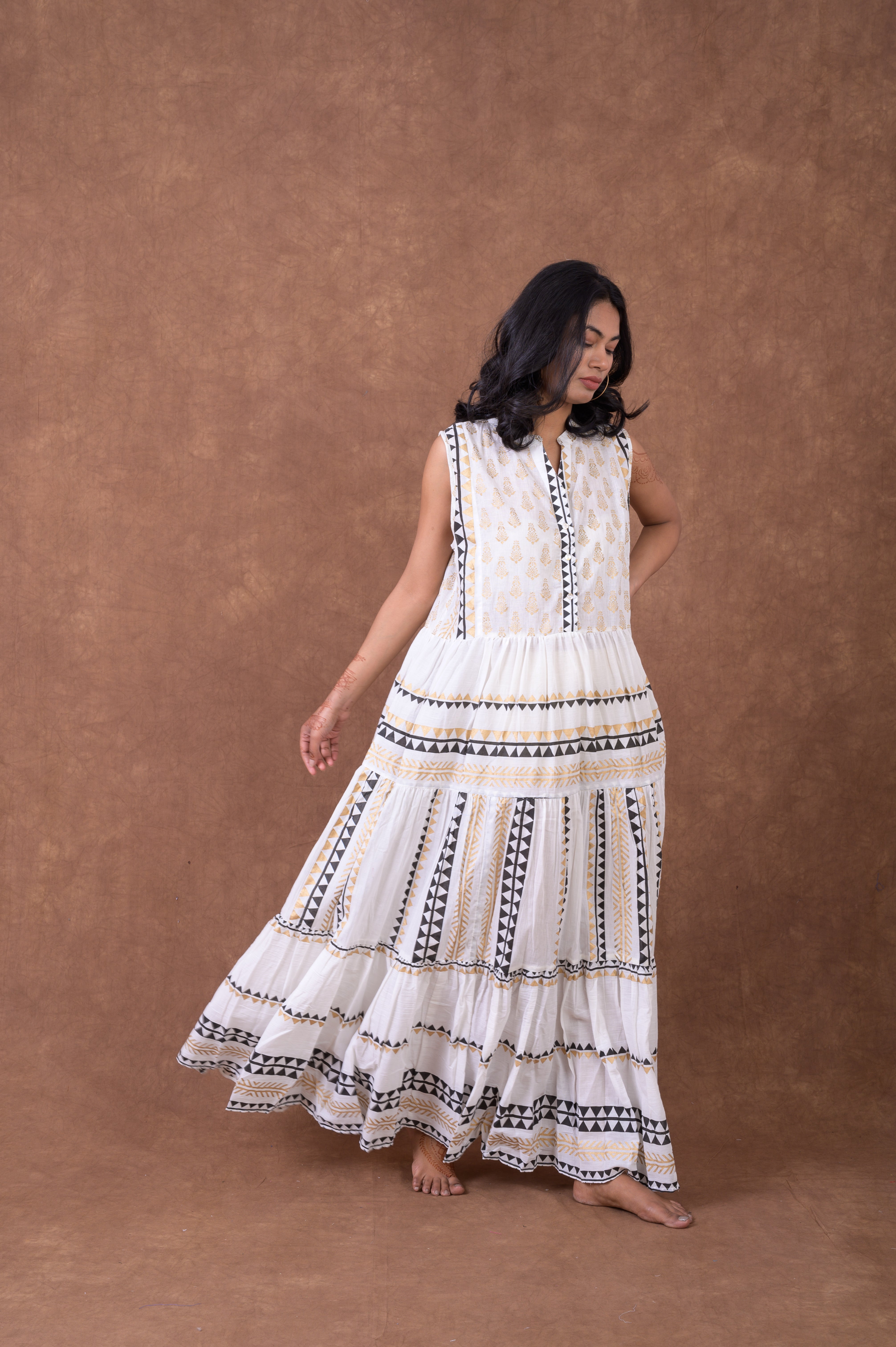 Rhea Sleeveless Geometry Pattern Dress