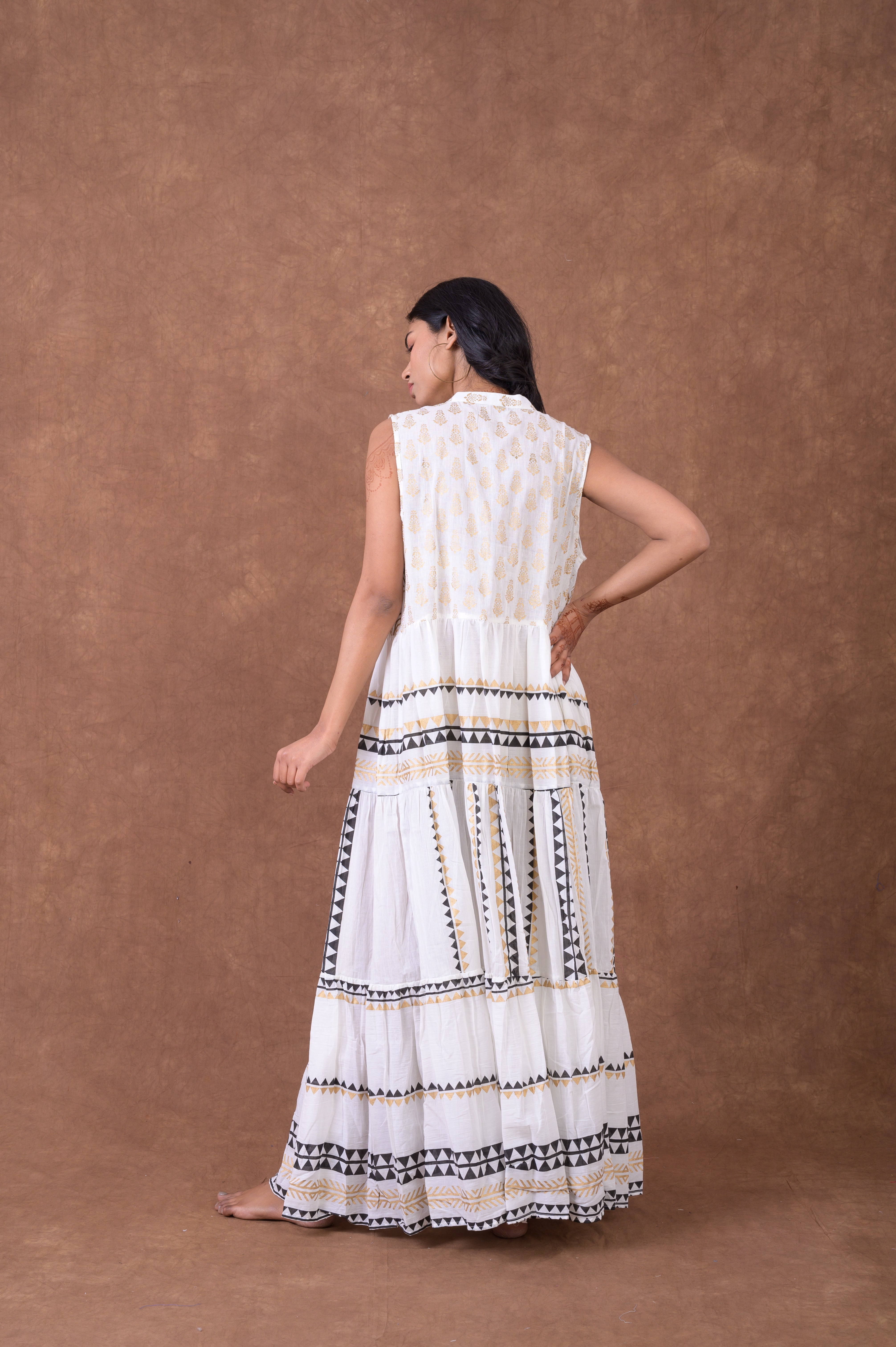Rhea Sleeveless Geometry Pattern Dress