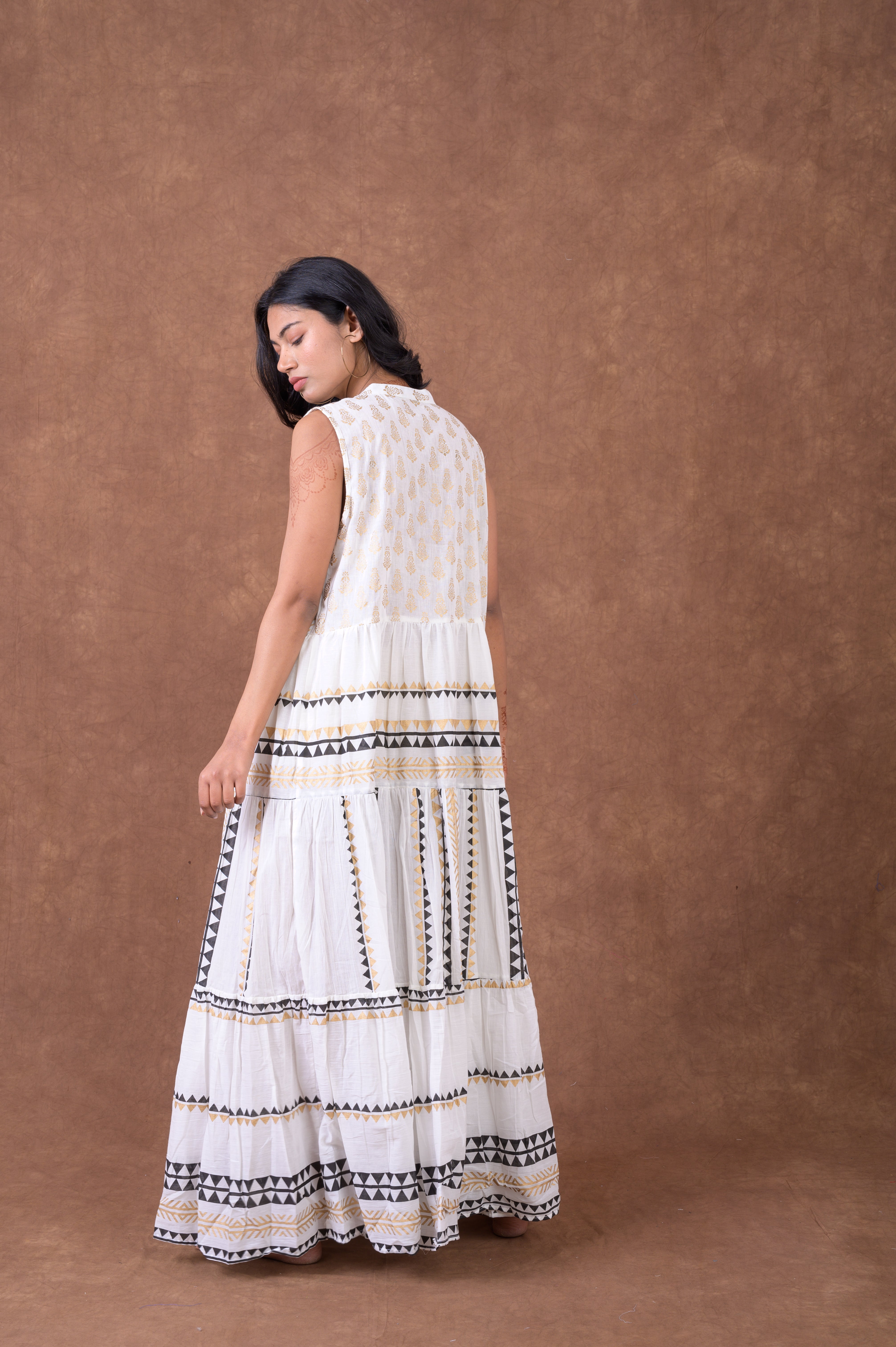 Rhea Sleeveless Geometry Pattern Dress