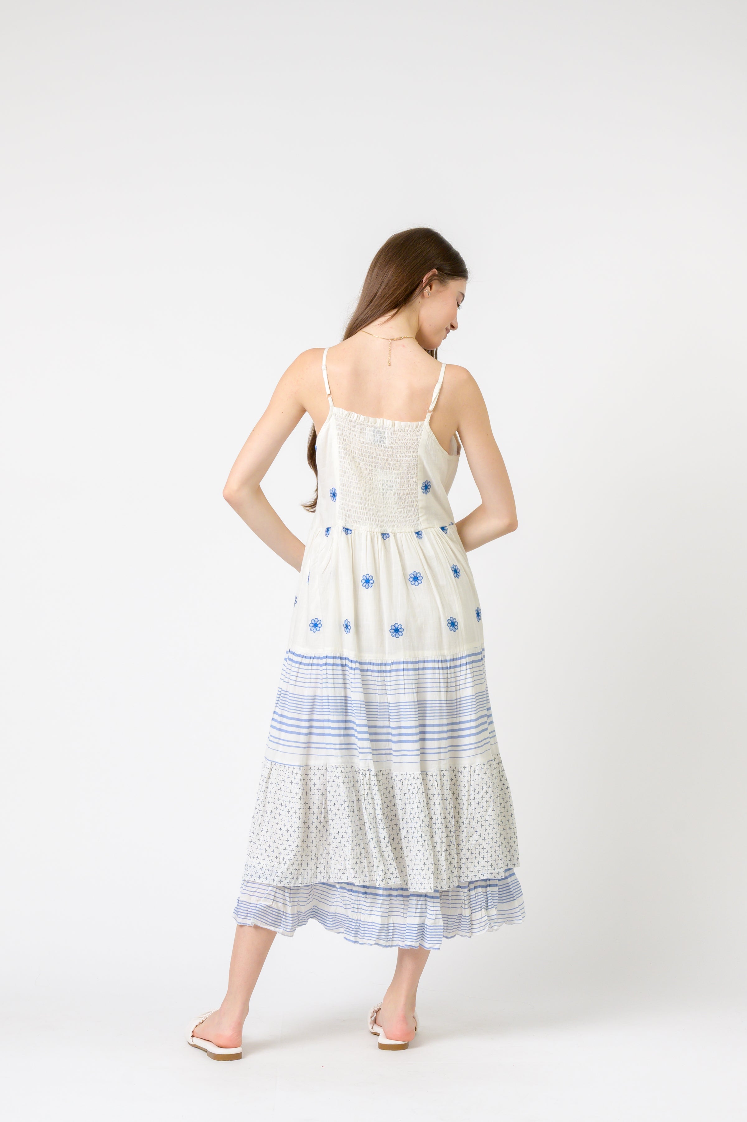 Flower Spot Dress - White
