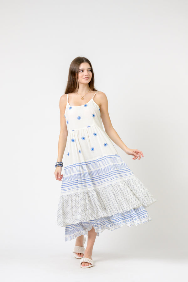 Flower Spot Dress - White