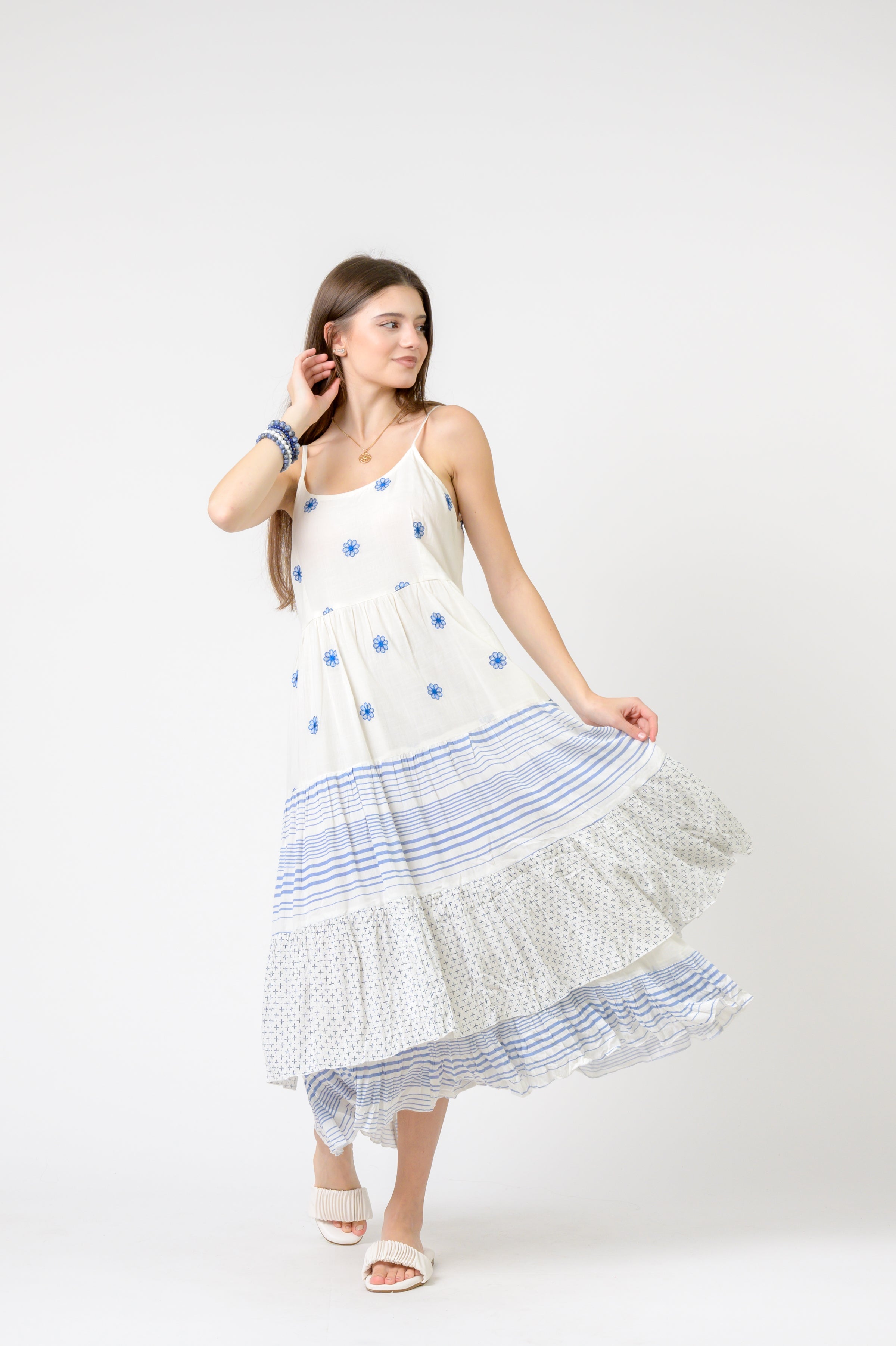 Flower Spot Dress - White