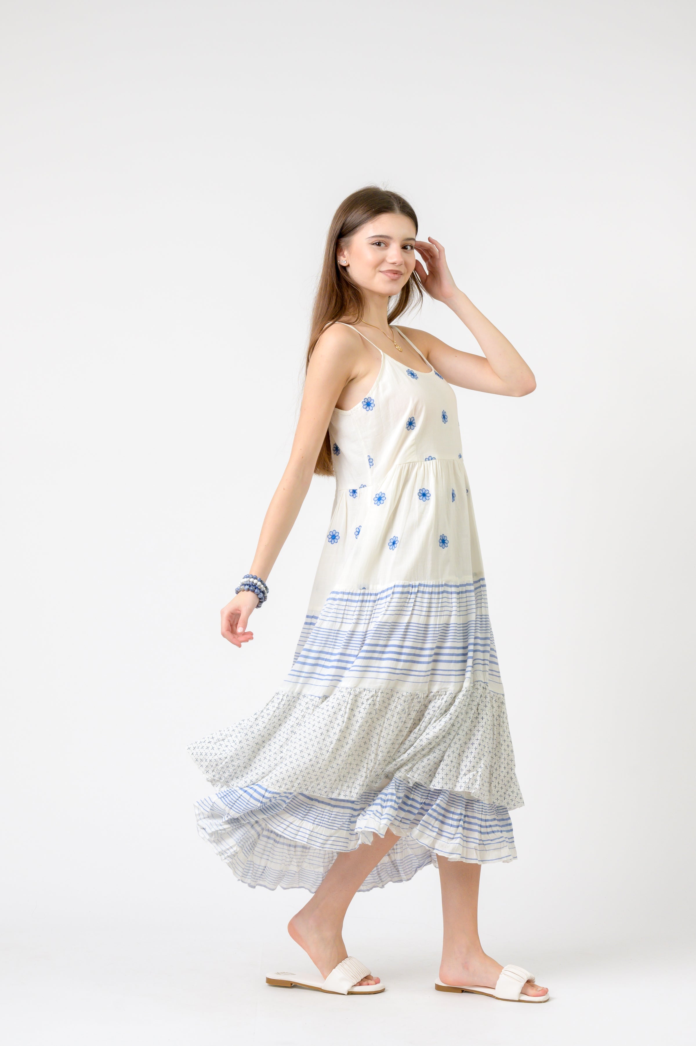 Flower Spot Dress - White