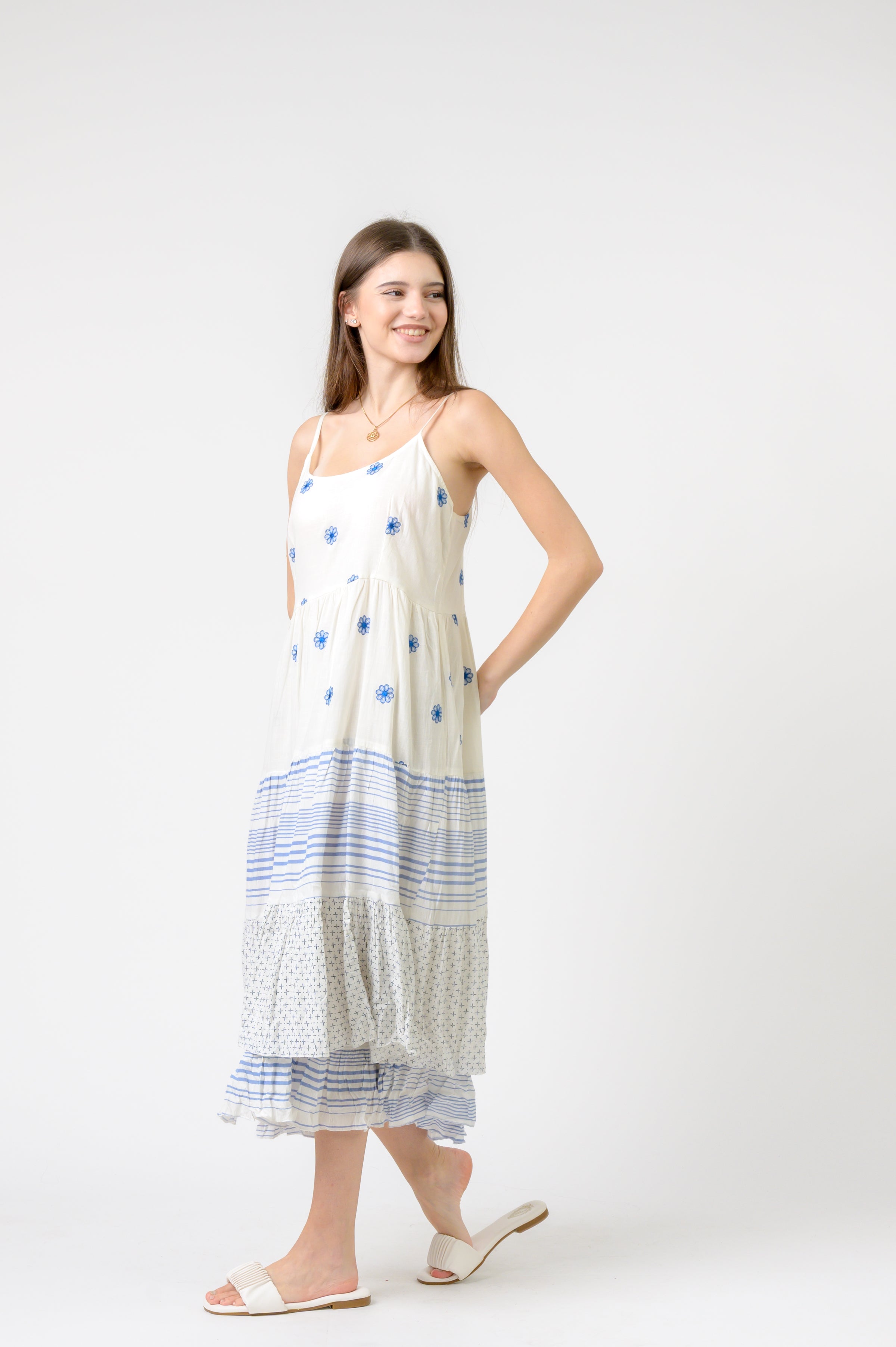Flower Spot Dress - White