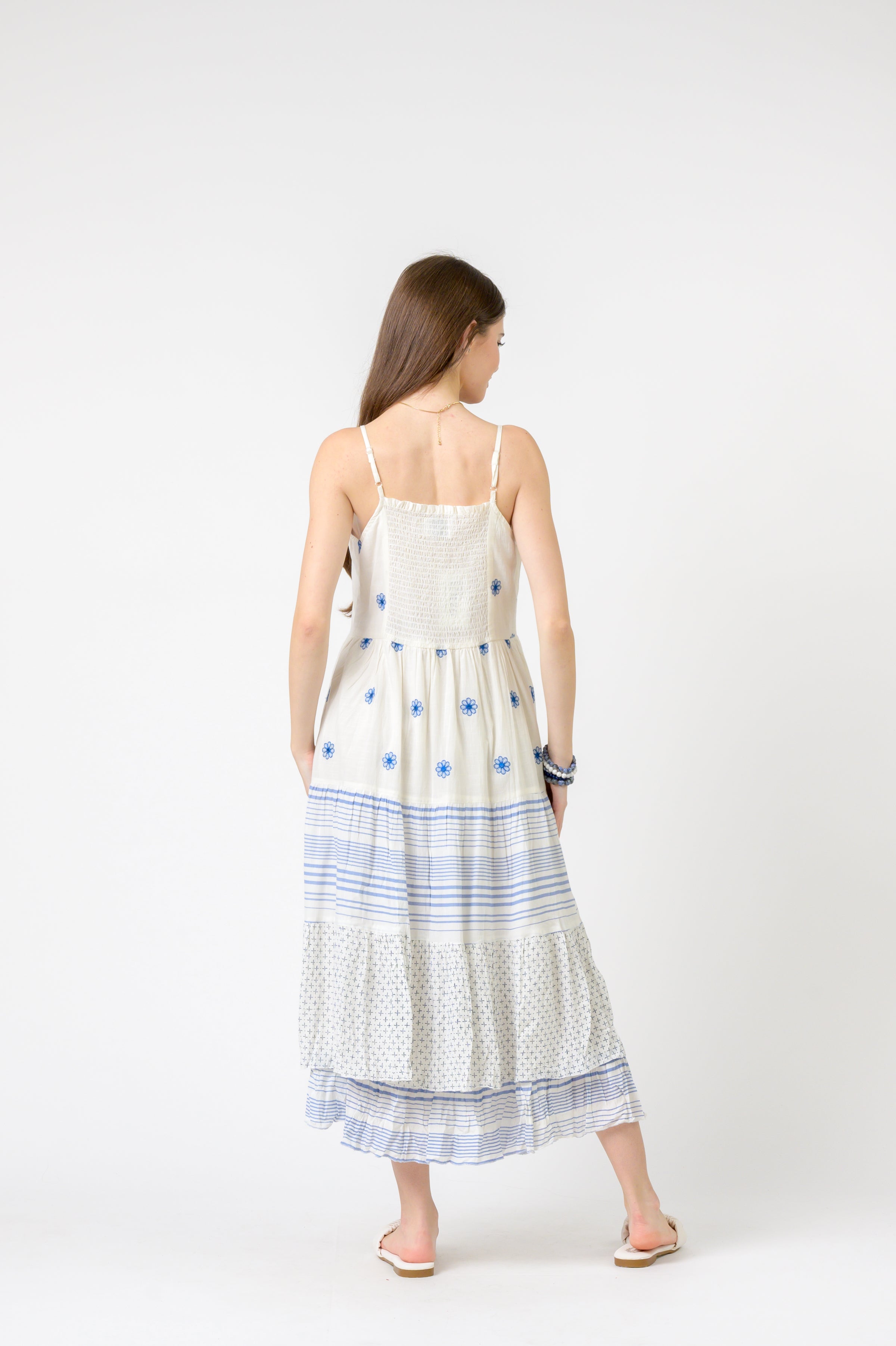 Flower Spot Dress - White