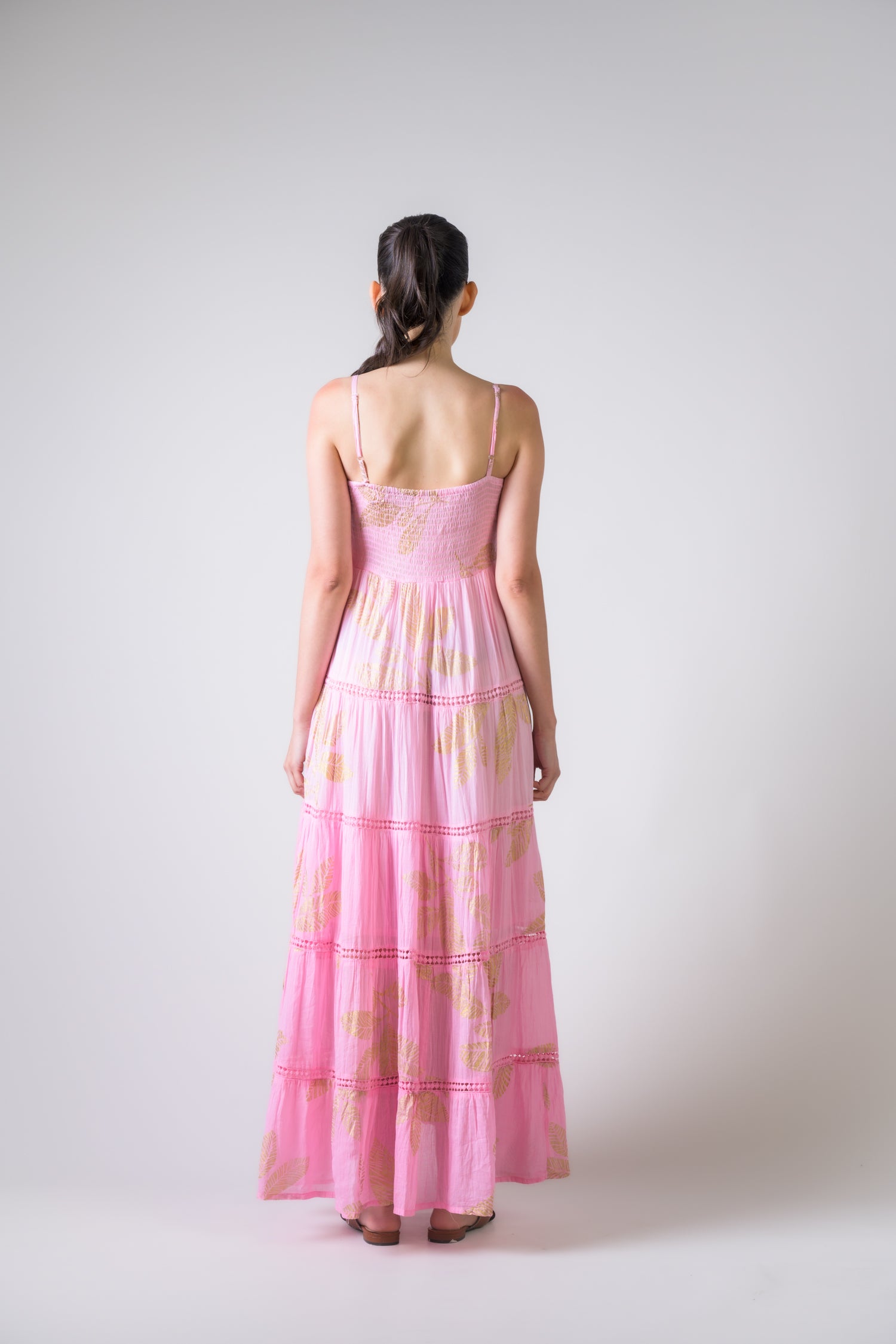 Rhea Sleeveless Foil Print Gown