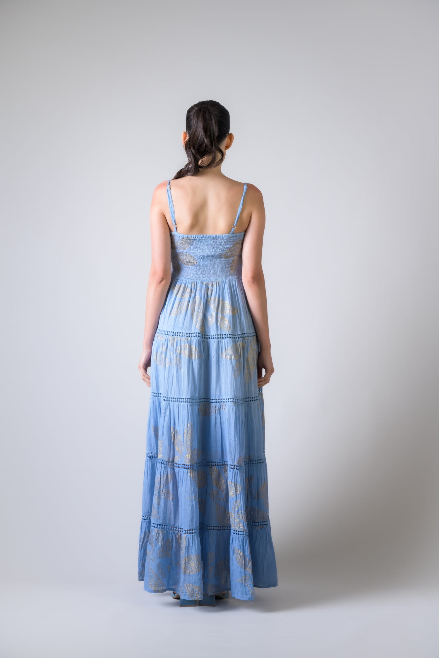 Rhea Sleeveless Foil Print Gown