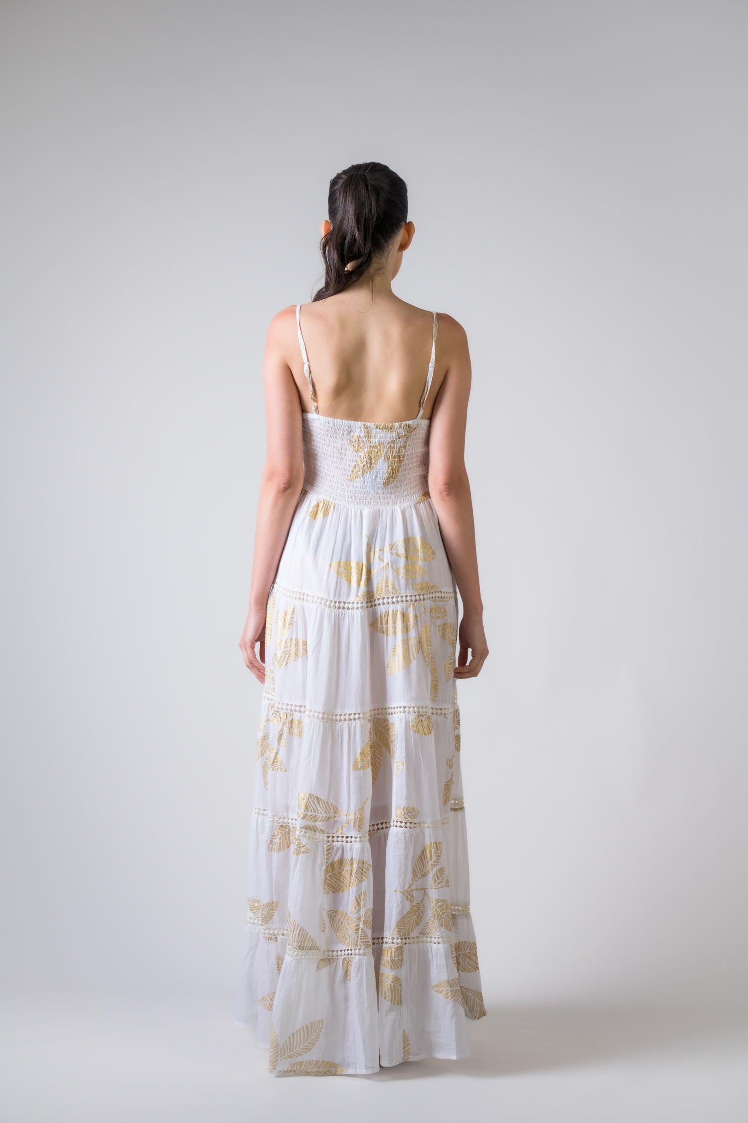Rhea Sleeveless Foil Print Gown