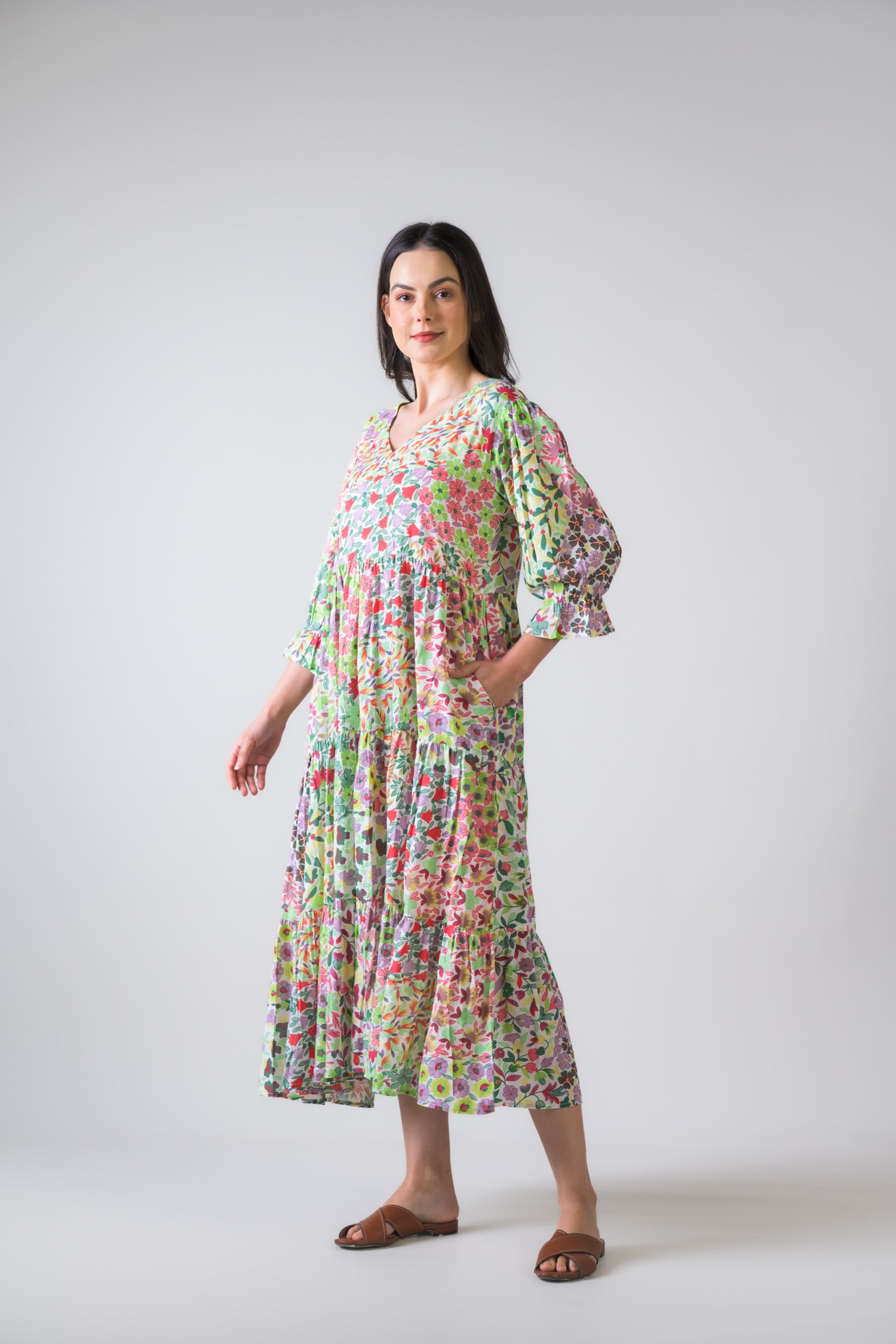 Flower Garden Bouffant Dress - Green