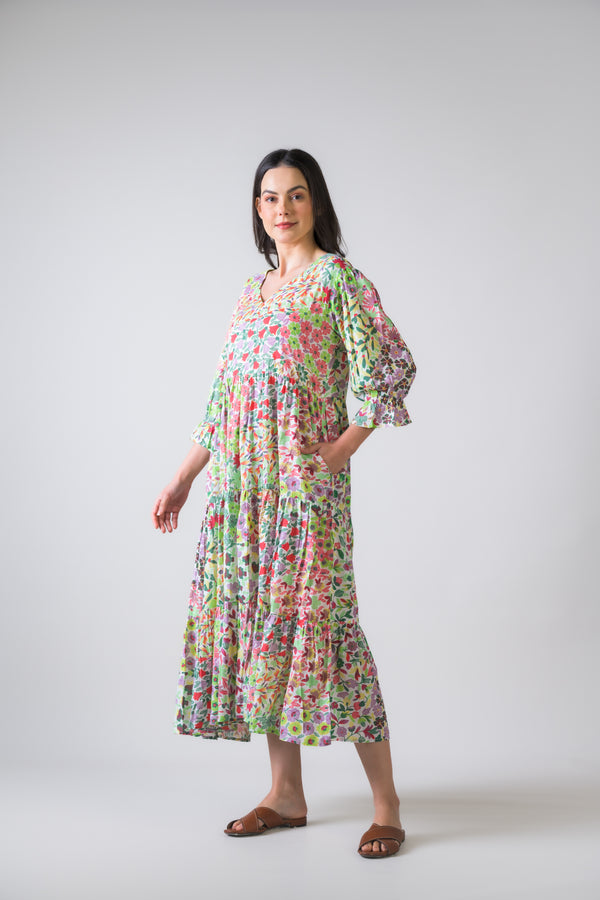 Flower Garden Bouffant Dress - Green