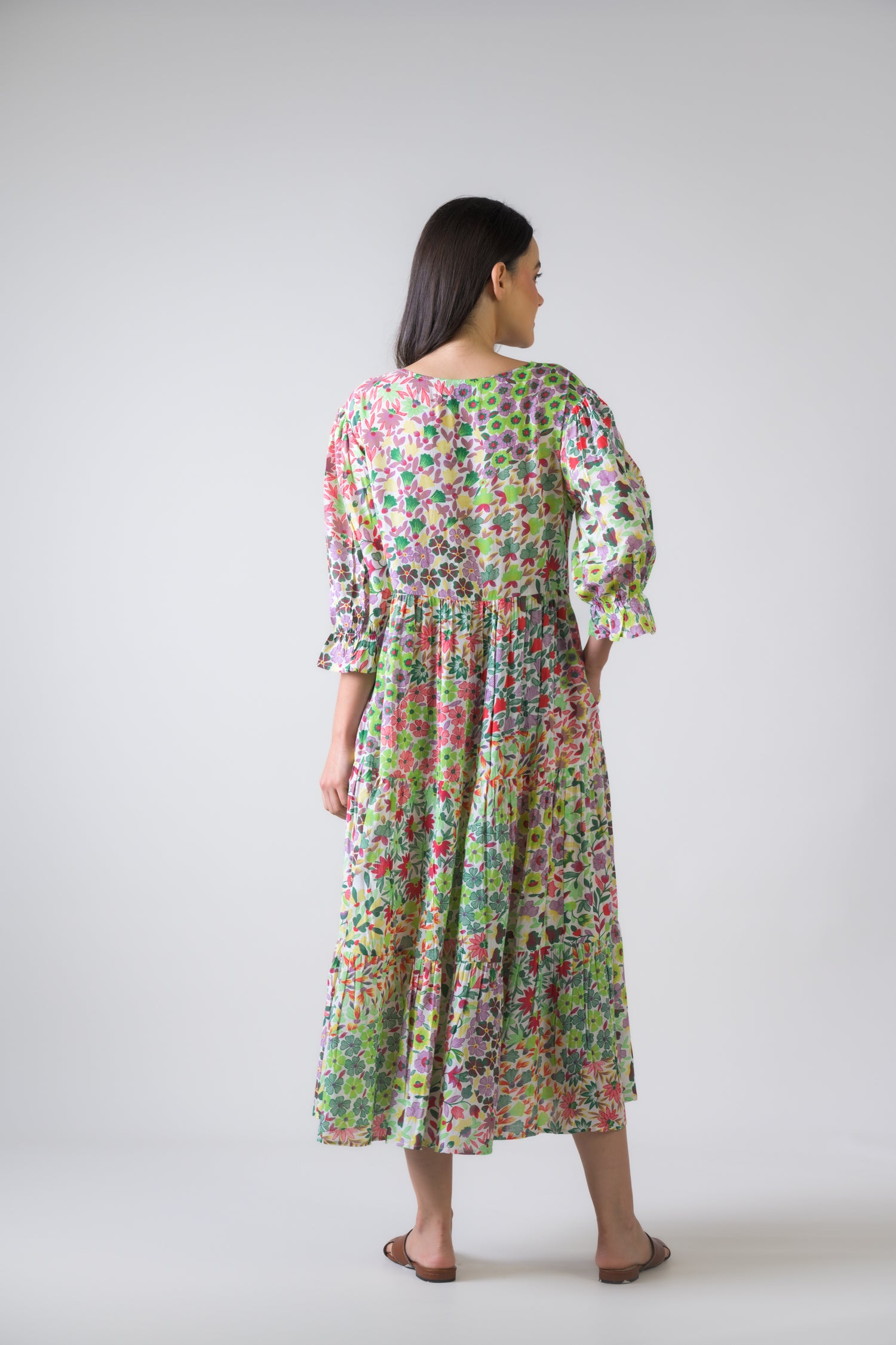 Flower Garden Bouffant Dress - Green
