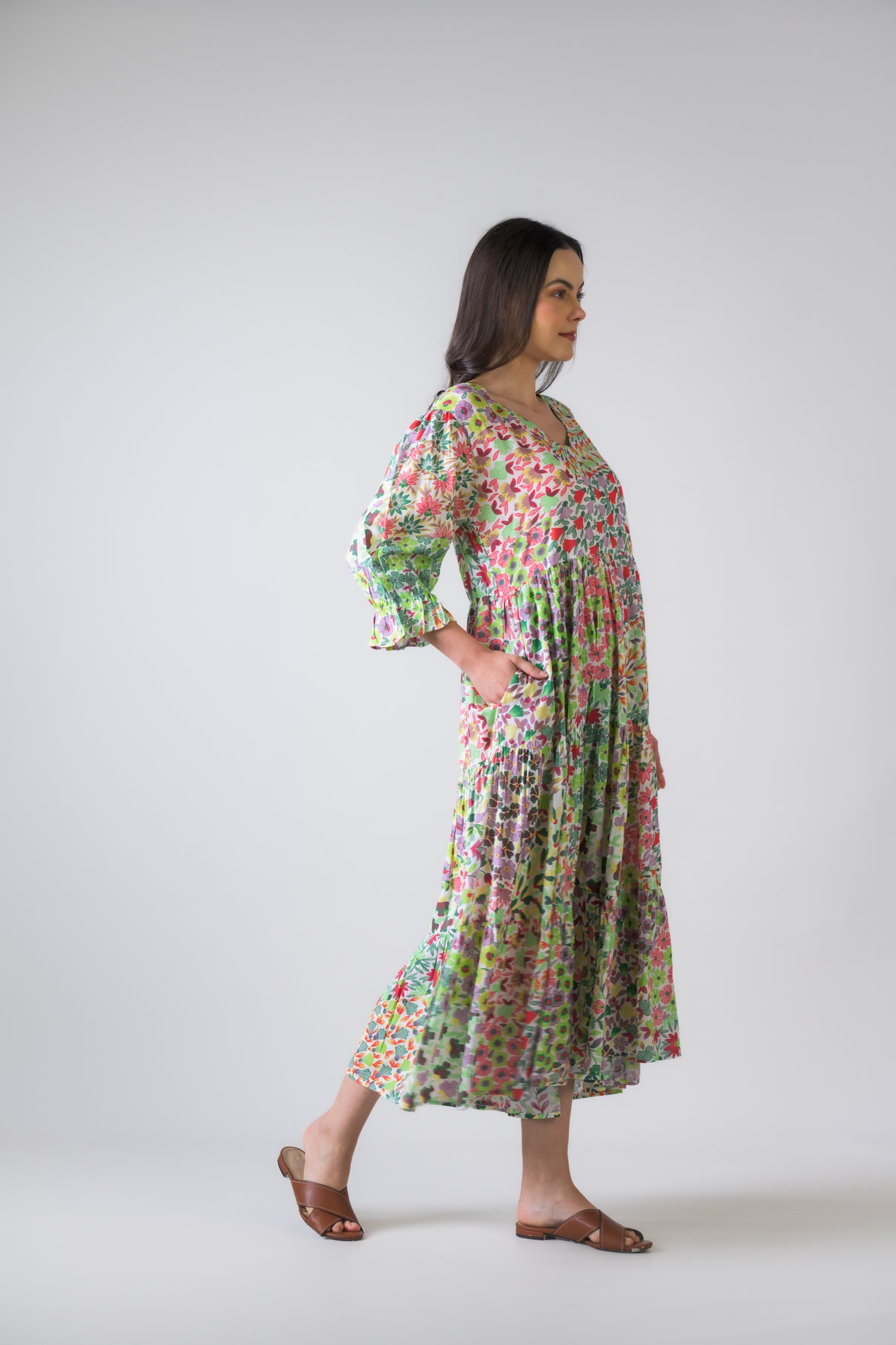 Flower Garden Bouffant Dress - Green