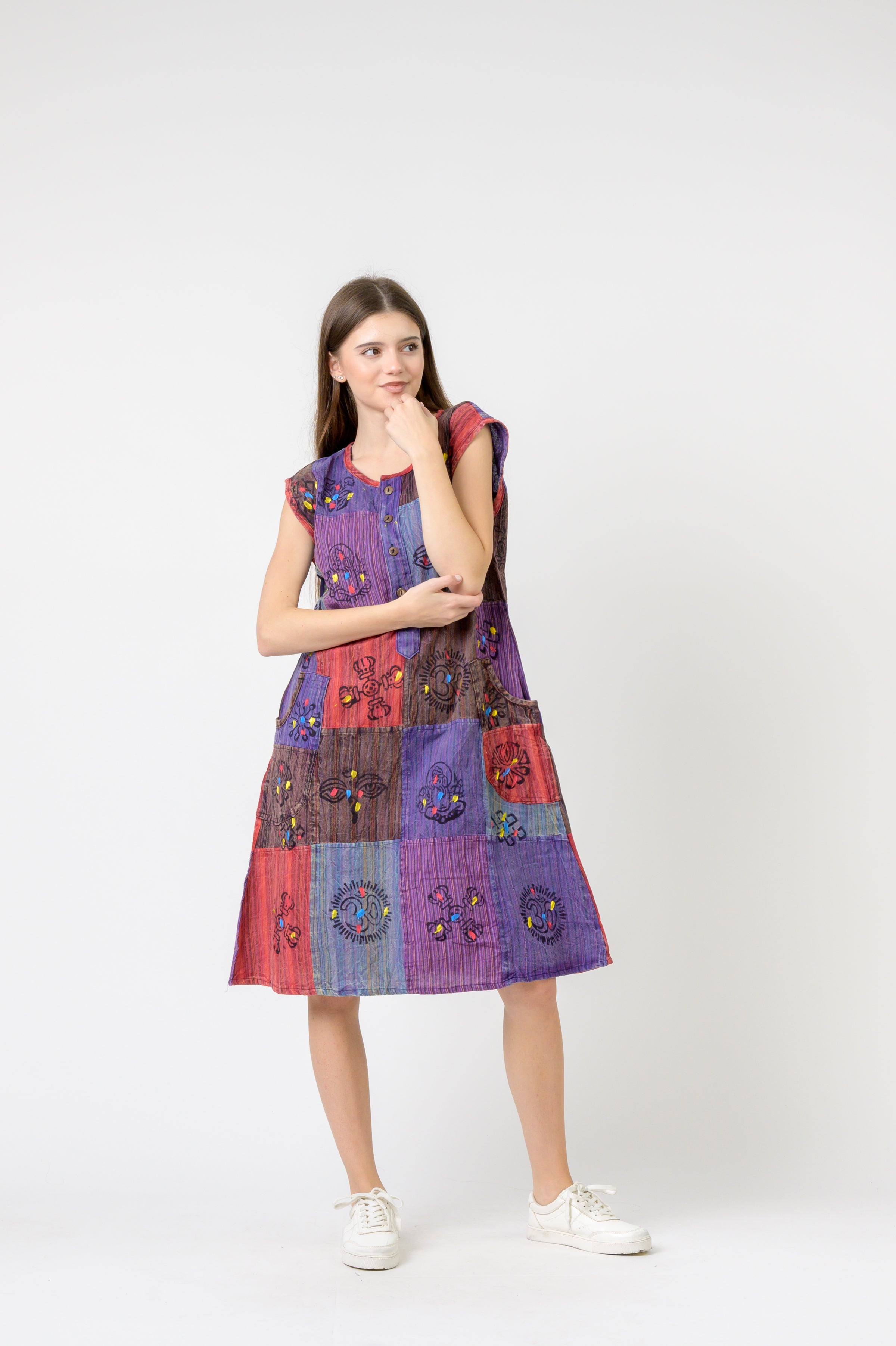 Half-Button Midi Dress